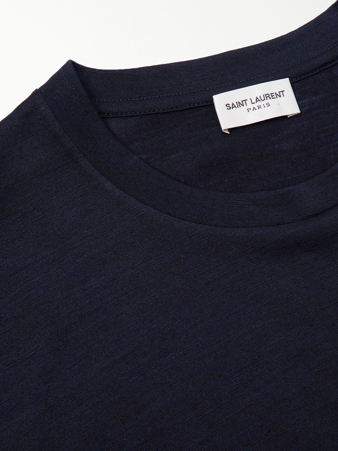 Shop Saint Laurent Wool And Silk-blend T-shirt In Blue