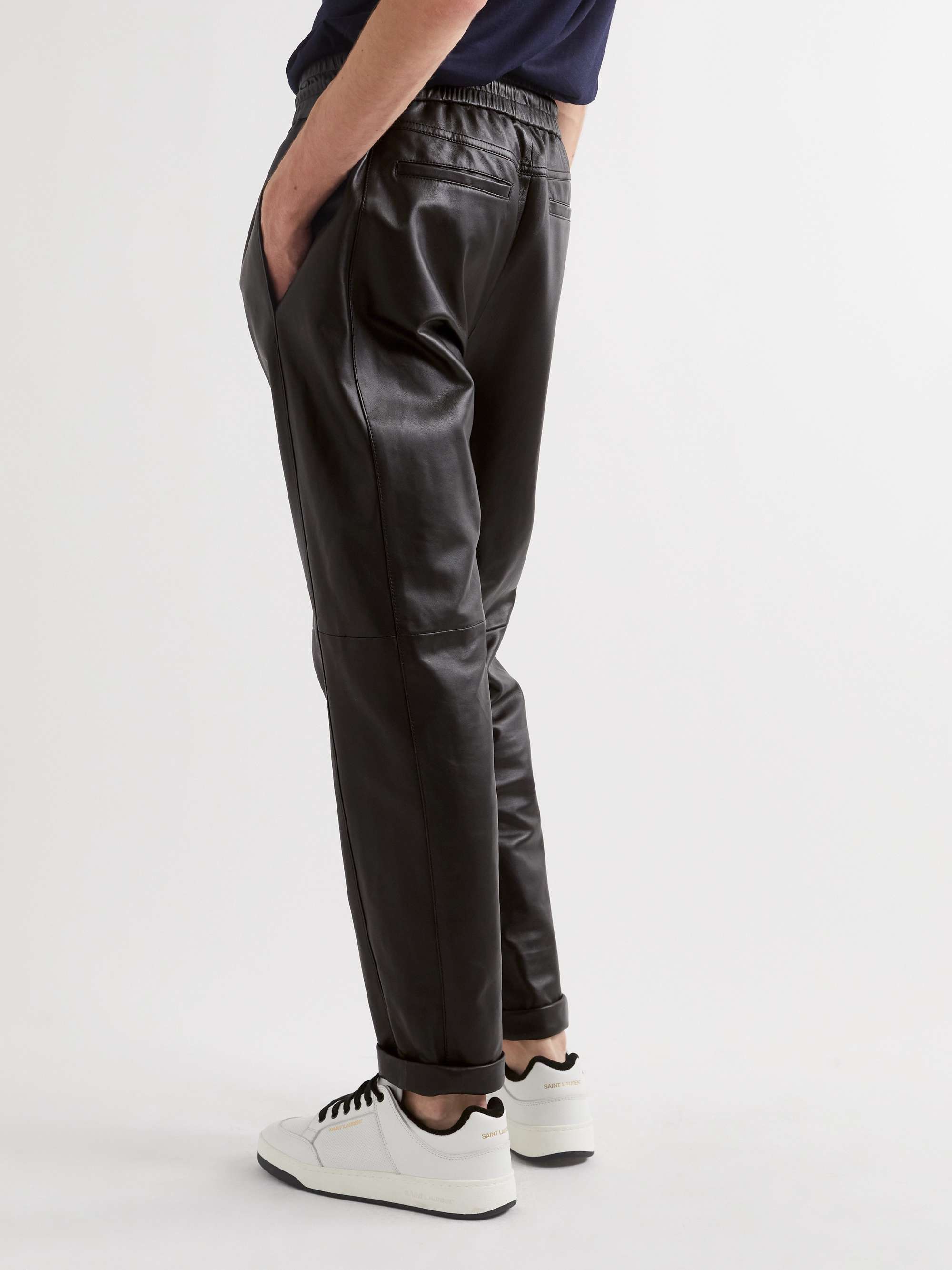 SAINT LAURENT Tapered Leather Sweatpants