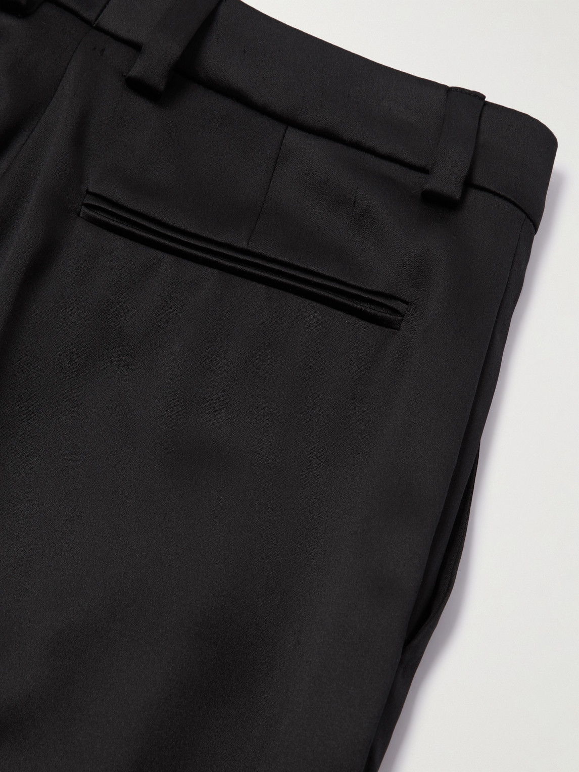 Shop Saint Laurent Wide-leg Pleated Silk-satin Trousers In Black