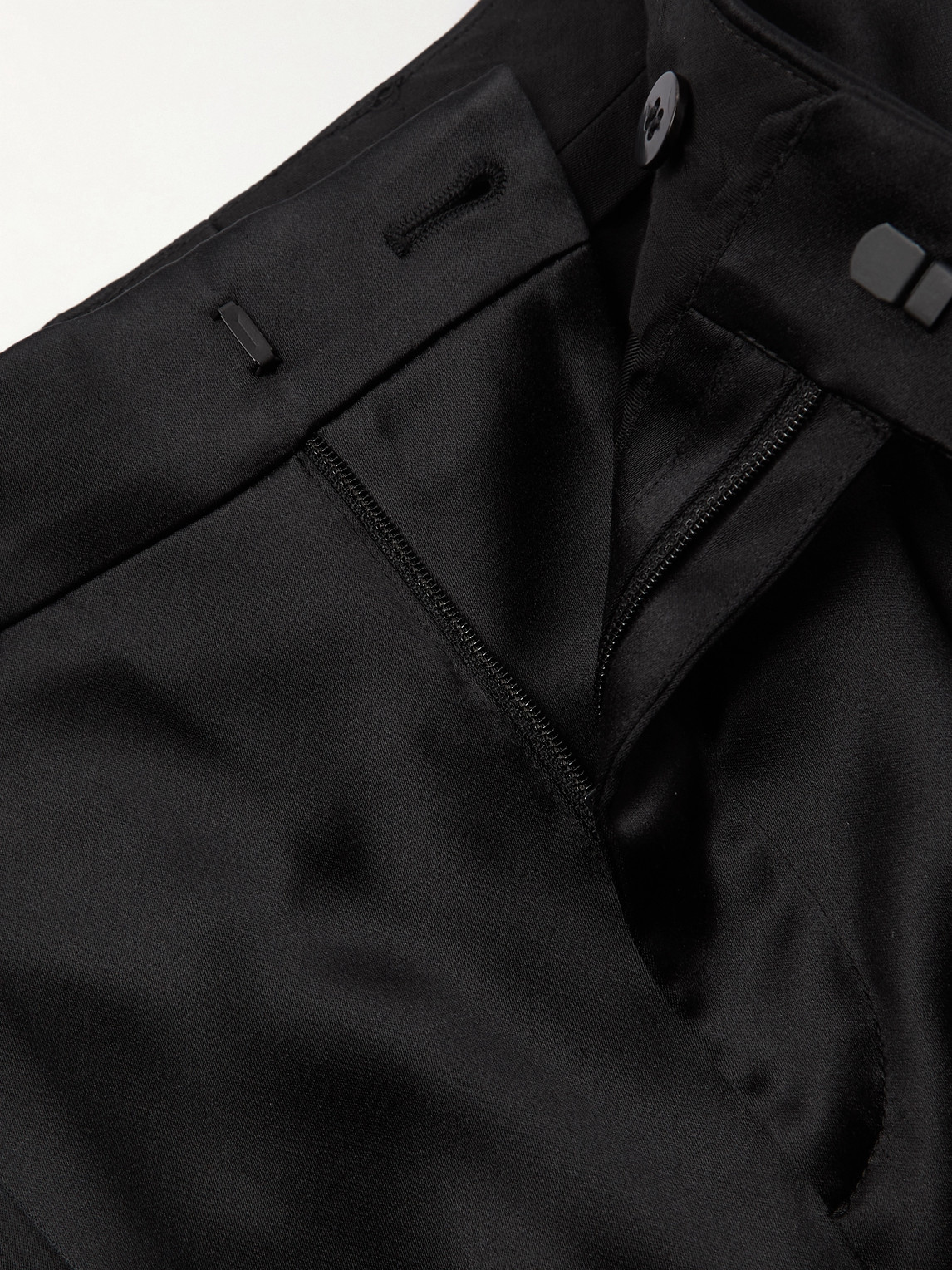 Shop Saint Laurent Wide-leg Pleated Silk-satin Trousers In Black