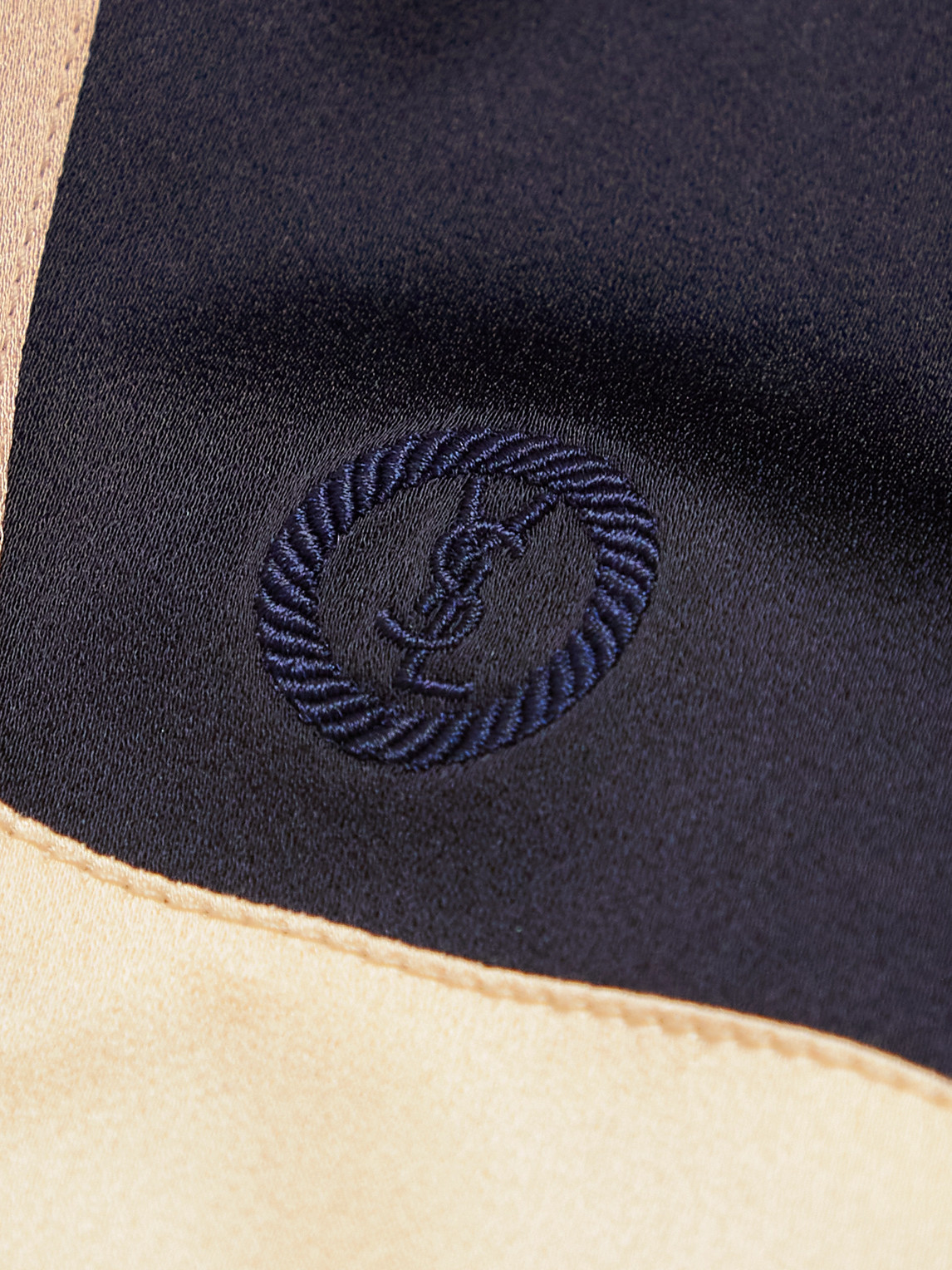Shop Saint Laurent Panelled Logo-embroidered Satin-jersey Track Jacket In Neutrals