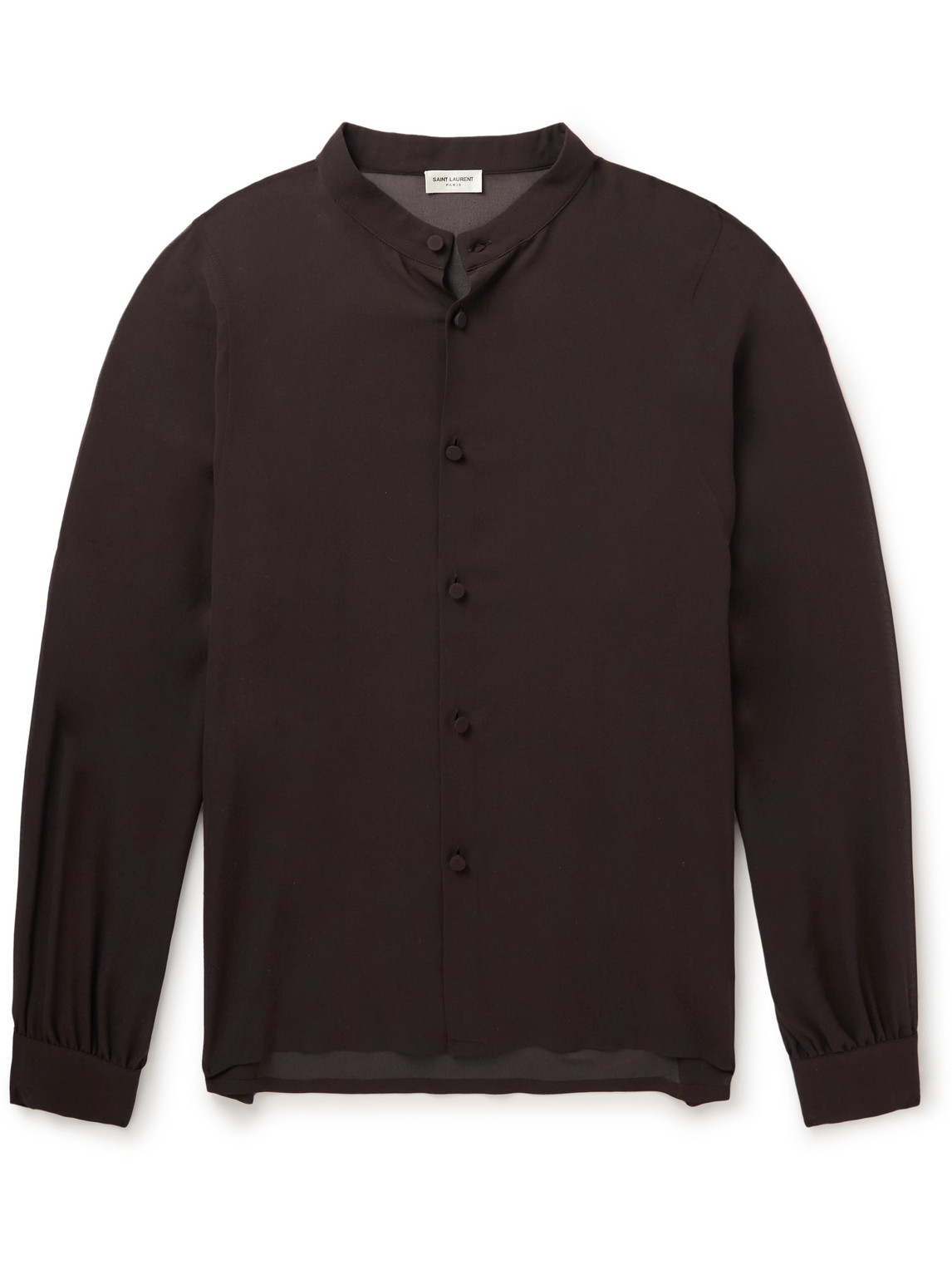 Saint Laurent Silk-chiffon Shirt In Brown