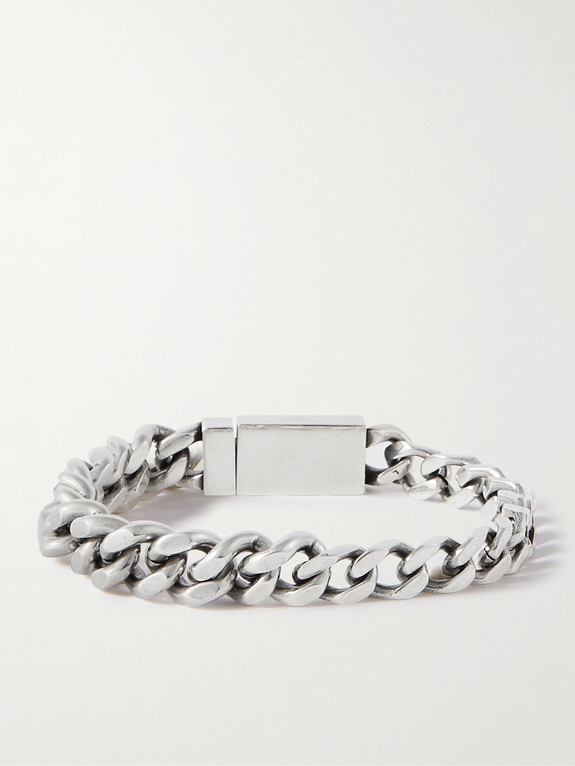 Saint Laurent Engraved-logo Chain-link Bracelet In Silver