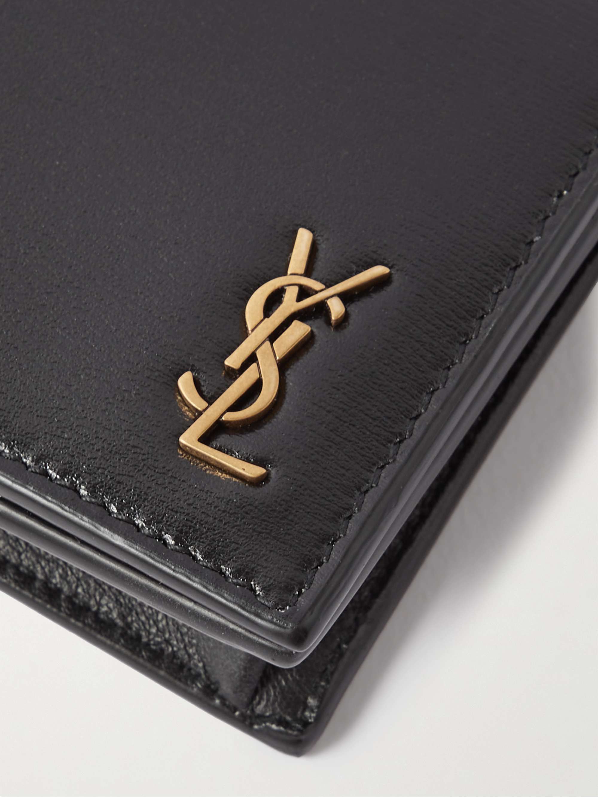 SAINT LAURENT Logo-Appliquéd Leather Cardholder