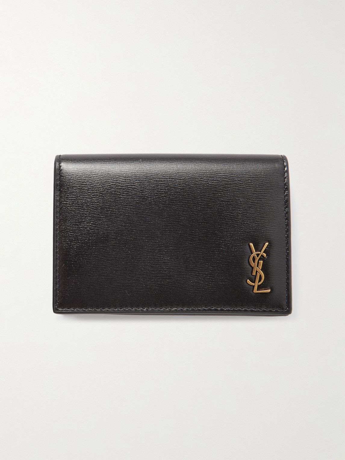 Saint Laurent Logo-appliquéd Leather Cardholder In Black