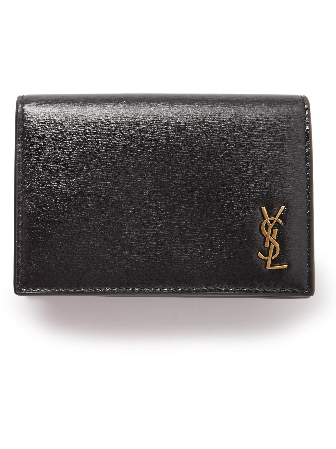Saint Laurent Logo-appliquéd Leather Cardholder In Black