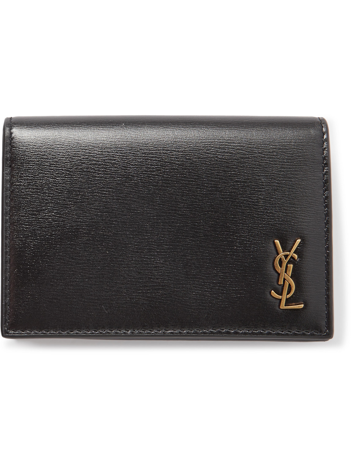 Saint Laurent Logo-appliquéd Leather Cardholder In Black