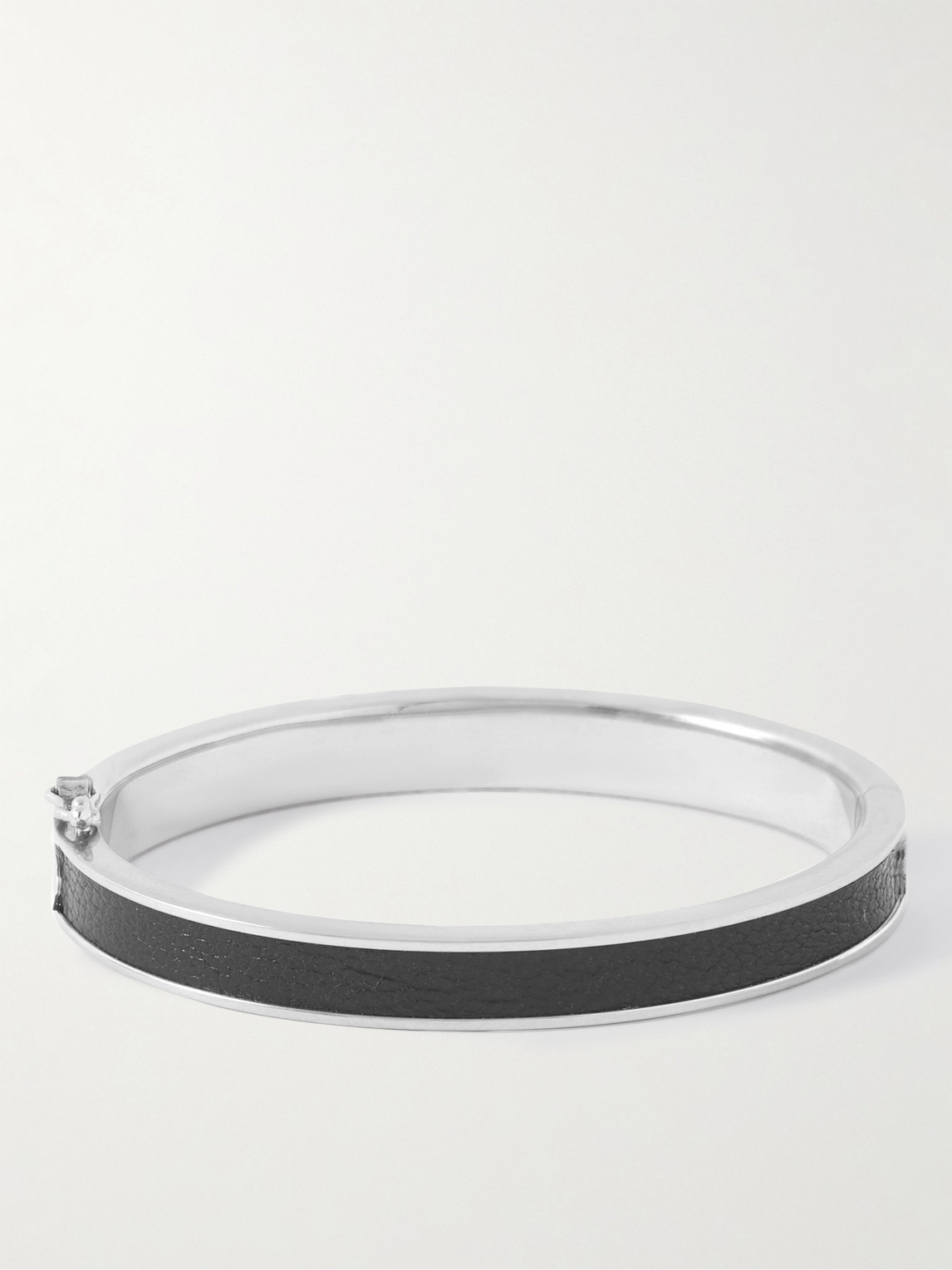 Shop Saint Laurent Silver-tone And Leather Bracelet In Black