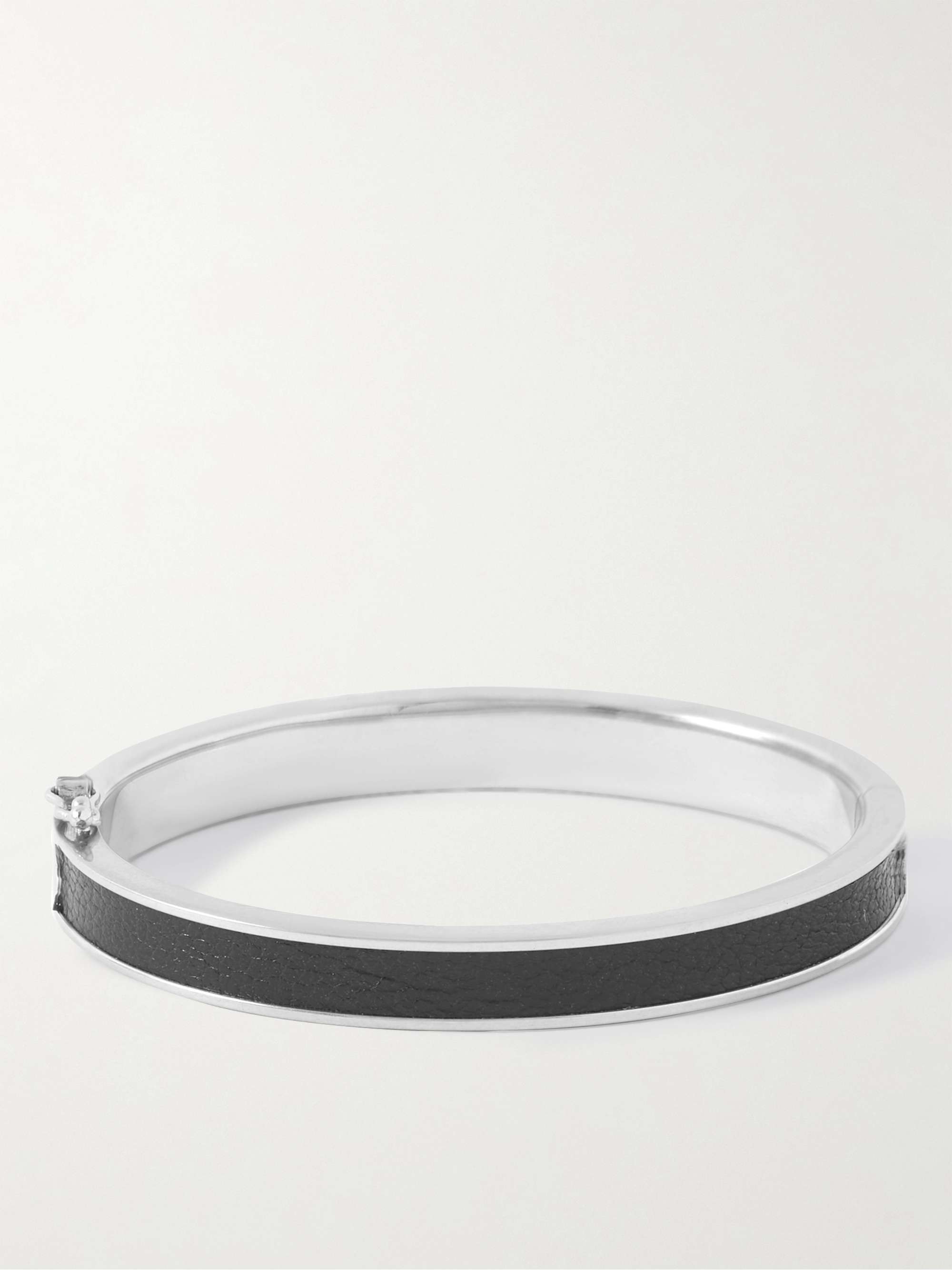 SAINT LAURENT Silver-Tone and Leather Bracelet