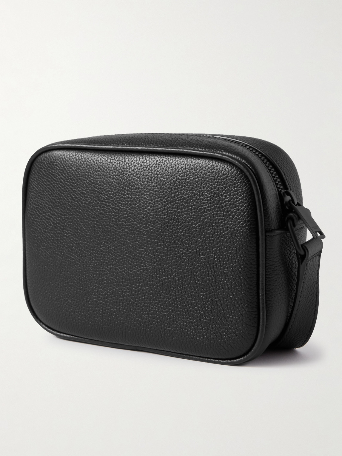 Shop Saint Laurent Camp Small Logo-print Full-grain Leather Camera Bag In Black