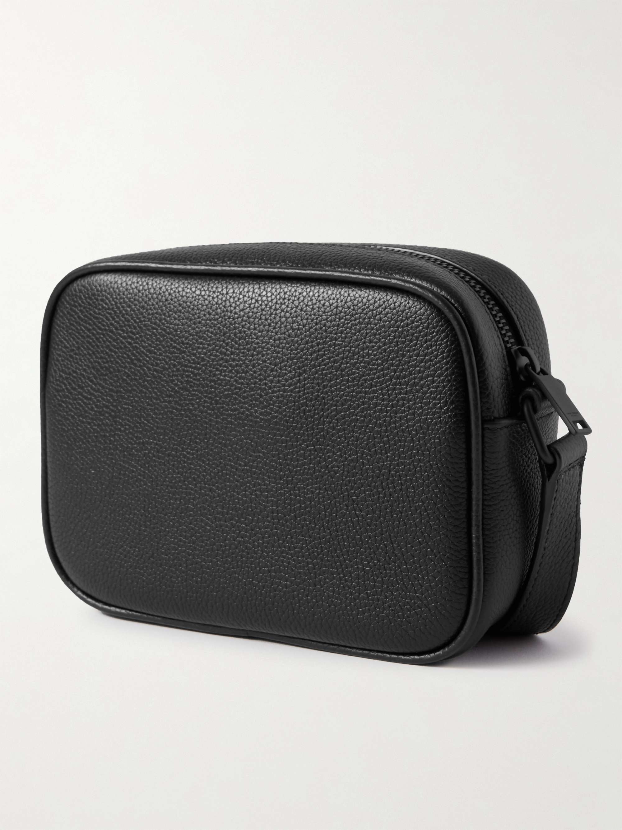 SAINT LAURENT Camp Logo-Print Full-Grain Leather Camera Bag