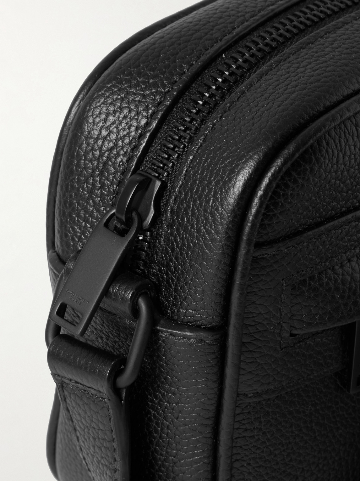 Saint Laurent Camp Small Logo-print Full-grain Leather Camera Bag In Black