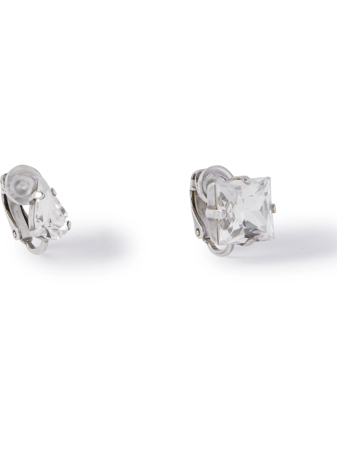 Saint Laurent Silver-tone Crystal Clip Earrings