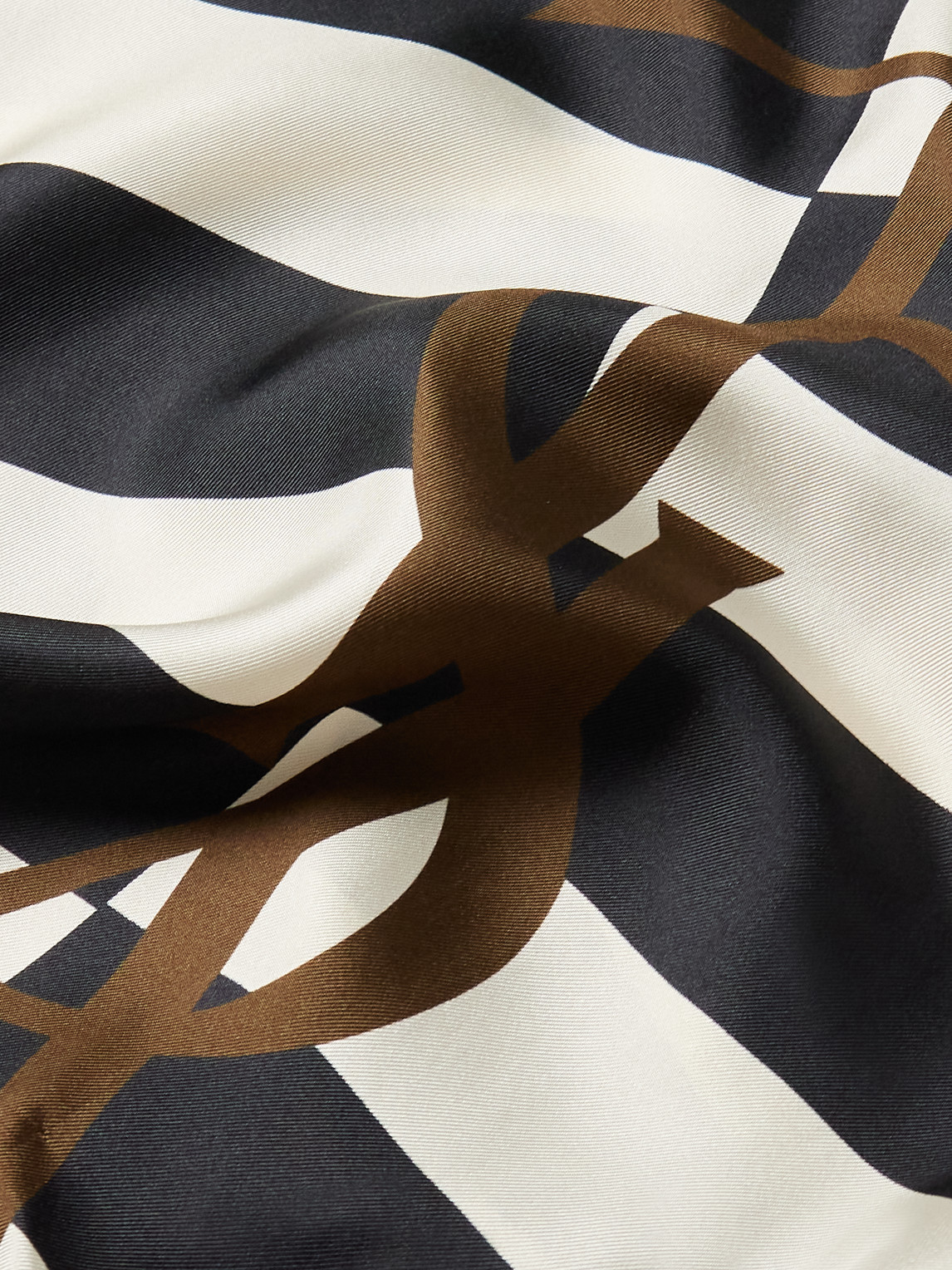 Shop Saint Laurent Frayed Striped Silk-twill Scarf In Black