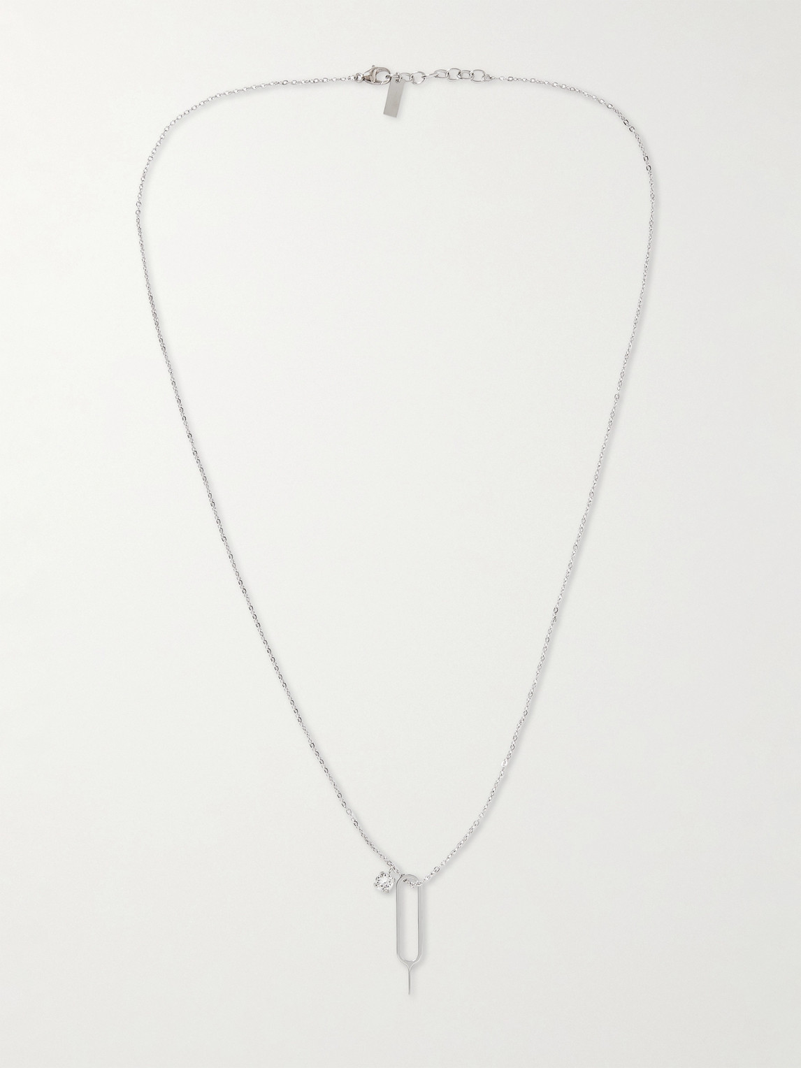 Shop Saint Laurent Silver-tone Rhinestone Pendant Necklace