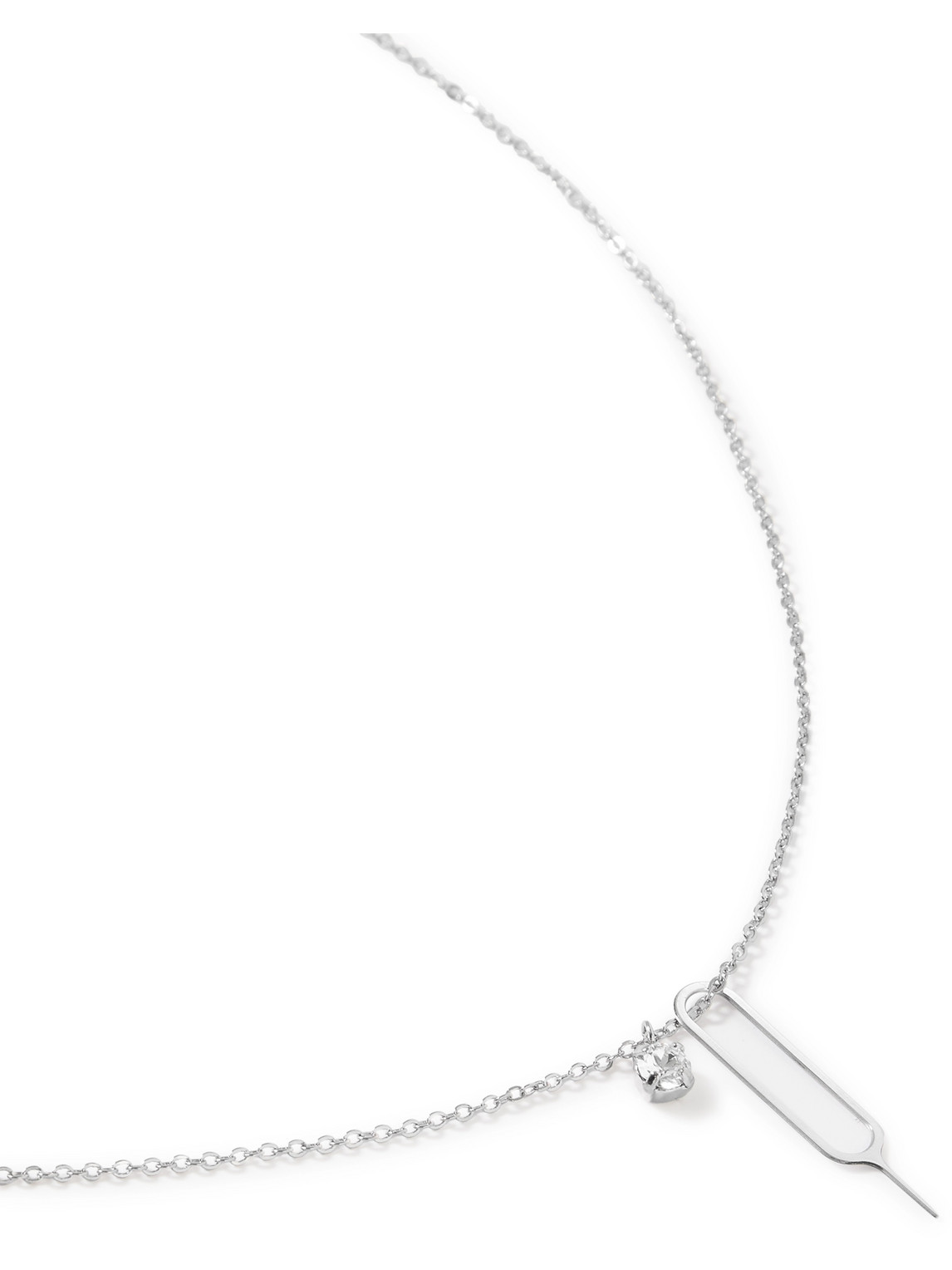 Silver-Tone Rhinestone Pendant Necklace