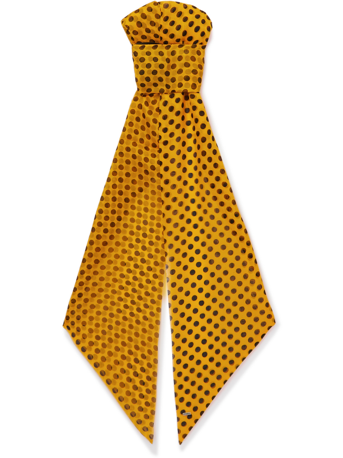 Saint Laurent Polka-dot Silk-gauze Scarf In Yellow