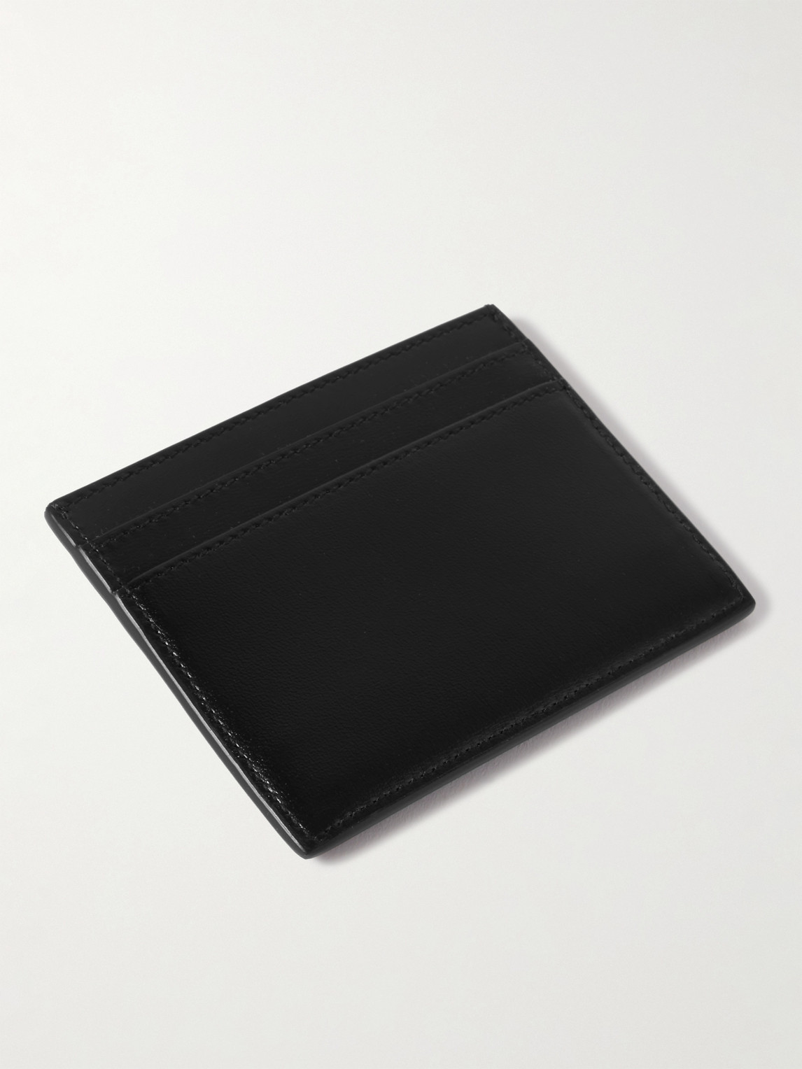 Shop Saint Laurent Cassandre Logo-appliquéd Leather Cardholder In Black