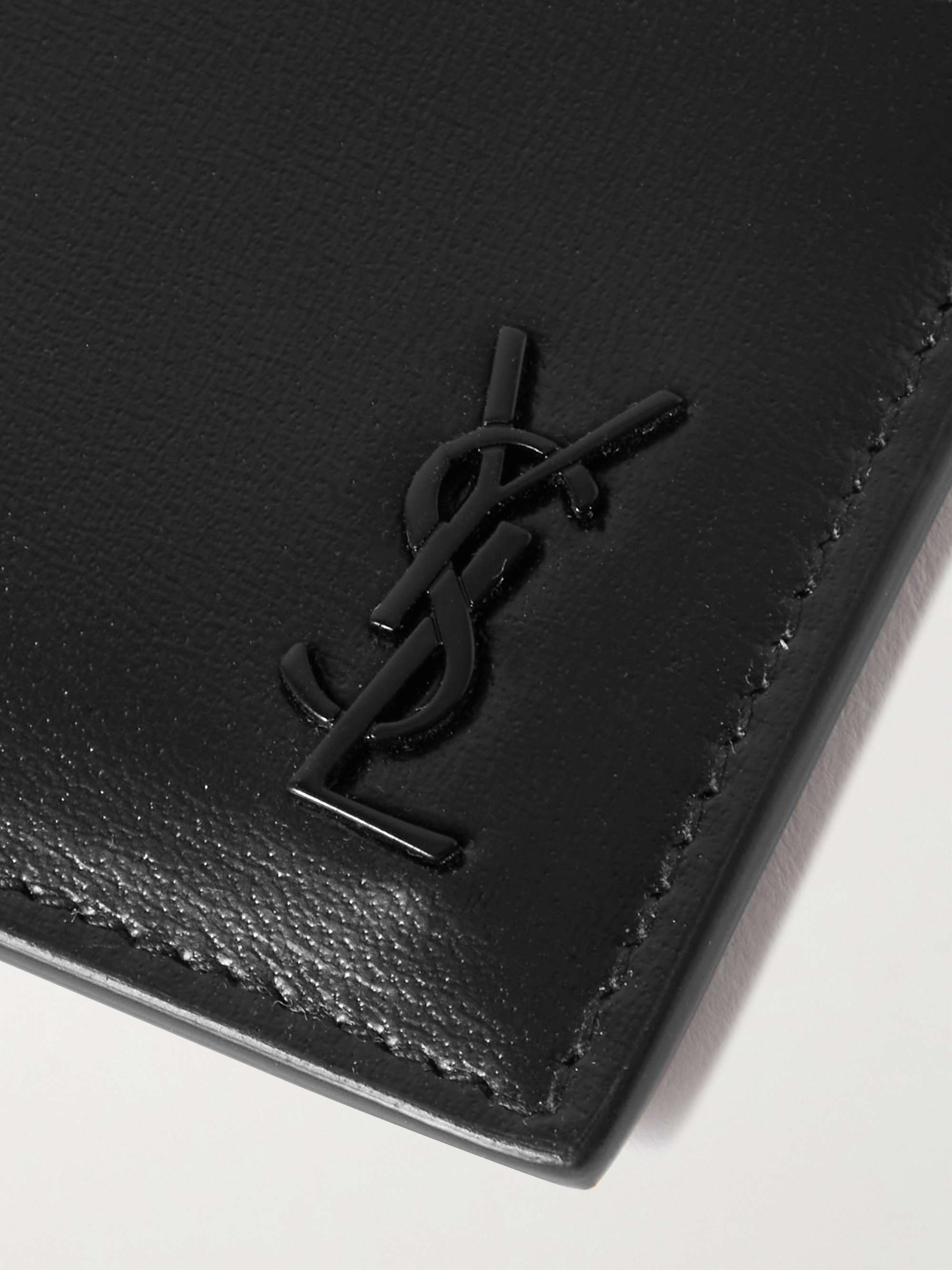 Saint Laurent Tiny `cassandre East/west` Leather Wallet in Black for Men