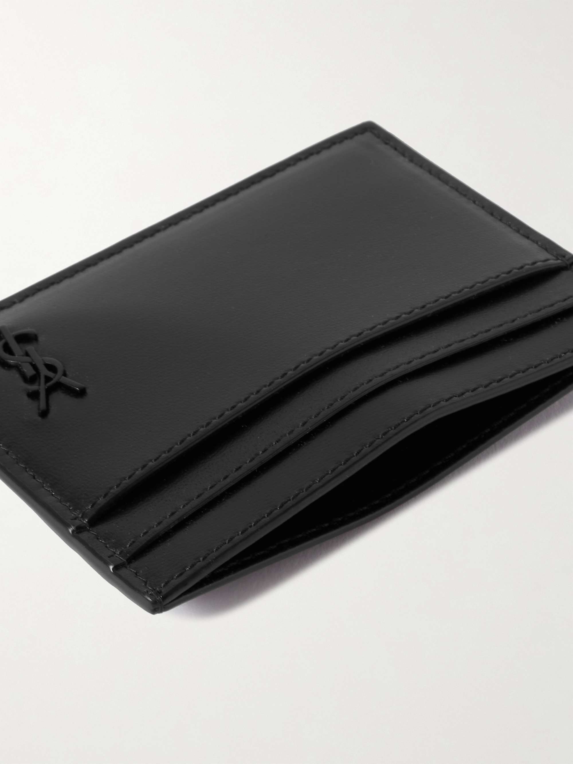 SAINT LAURENT Tiny Cassandre Logo-Appliquéd Croc-Effect Leather Cardholder  for Men