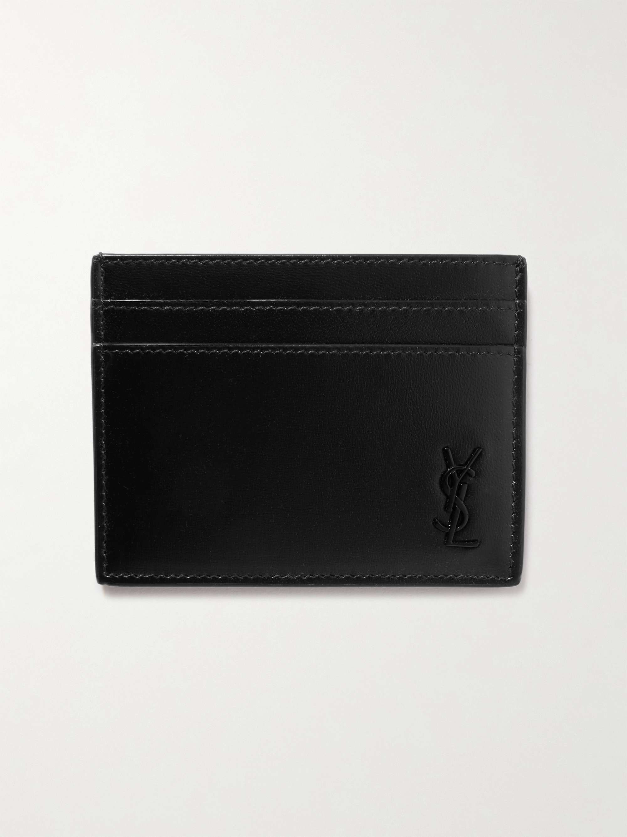 Saint Laurent Tiny `cassandre East/west` Leather Wallet in Black for Men