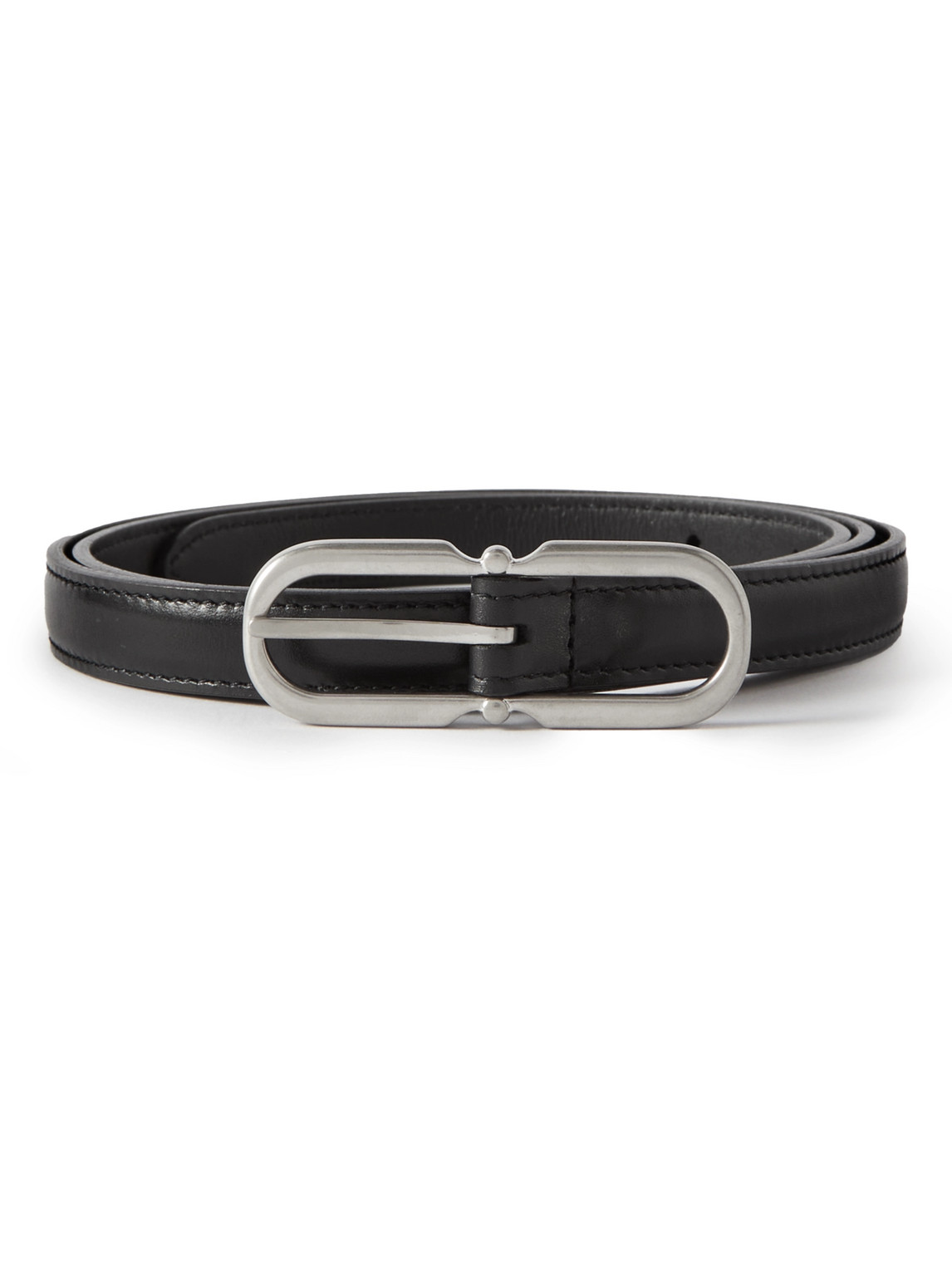 Saint Laurent 2cm Leather Belt In Black