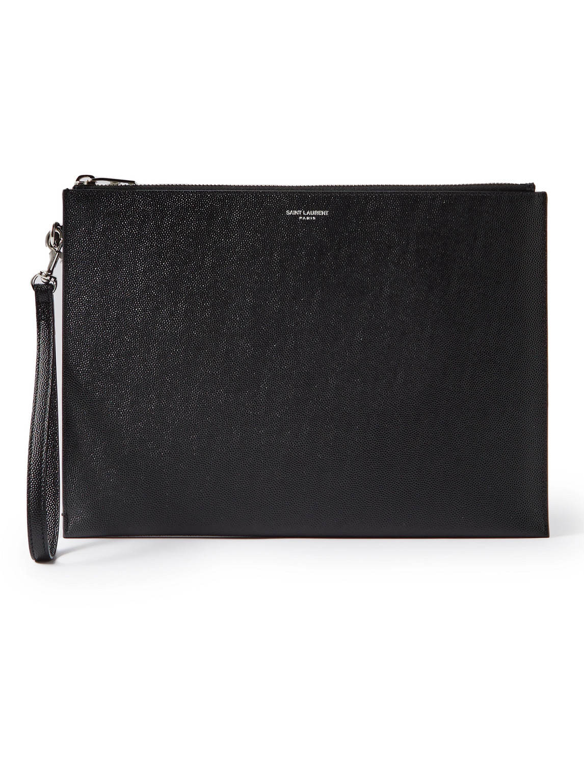 Saint Laurent Pebble-grain Leather Pouch In Black