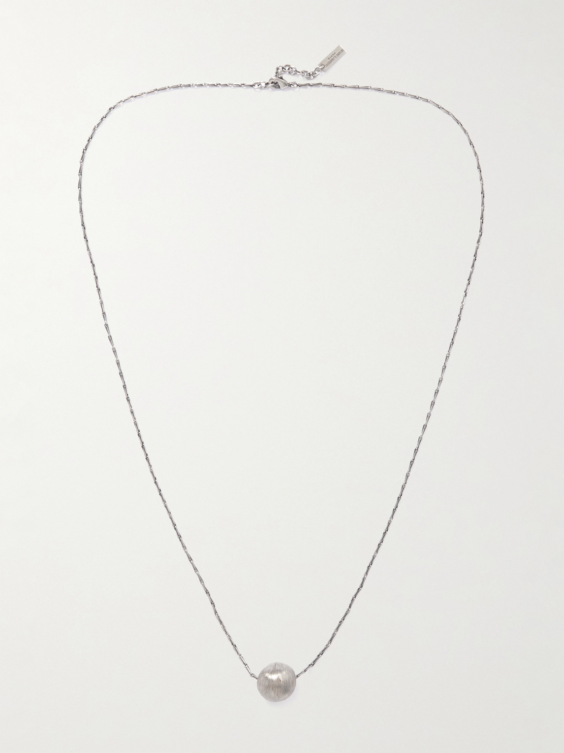 Shop Saint Laurent Oxidised Silver-tone Pendant Necklace