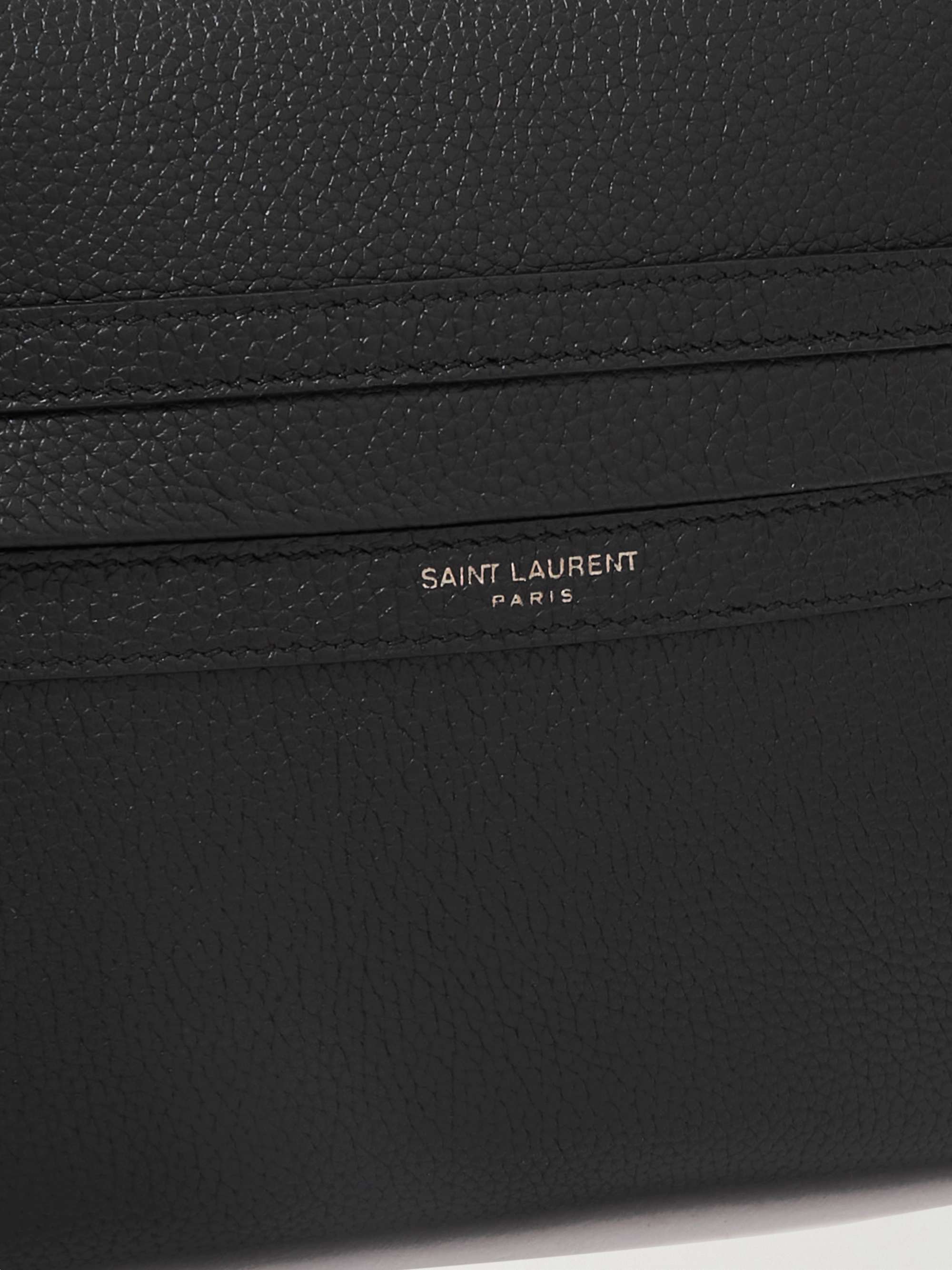 SAINT LAURENT Camp Logo-Print Full-Grain Leather Camera Bag