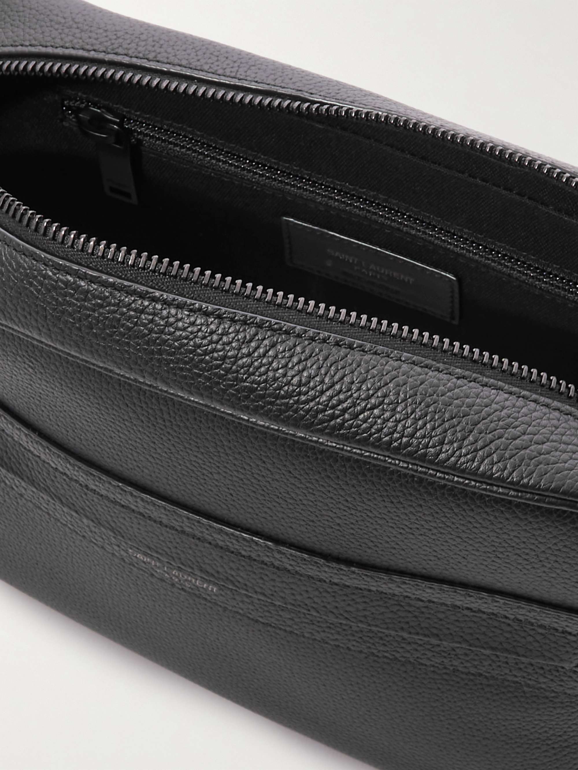 SAINT LAURENT Camp Logo-Print Full-Grain Leather Camera Bag for Men ...