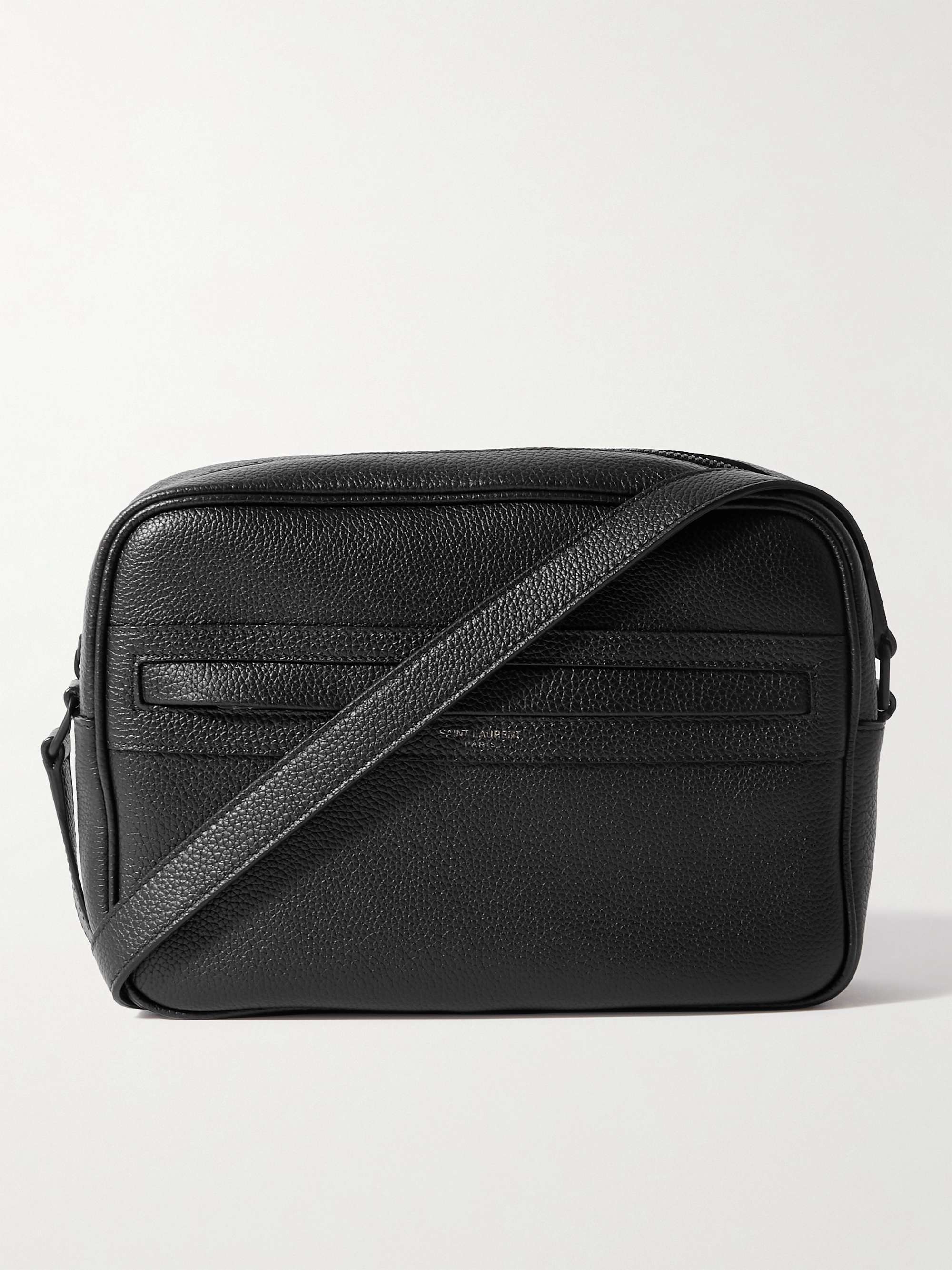 SAINT LAURENT Camp Logo-Print Full-Grain Leather Camera Bag for Men ...