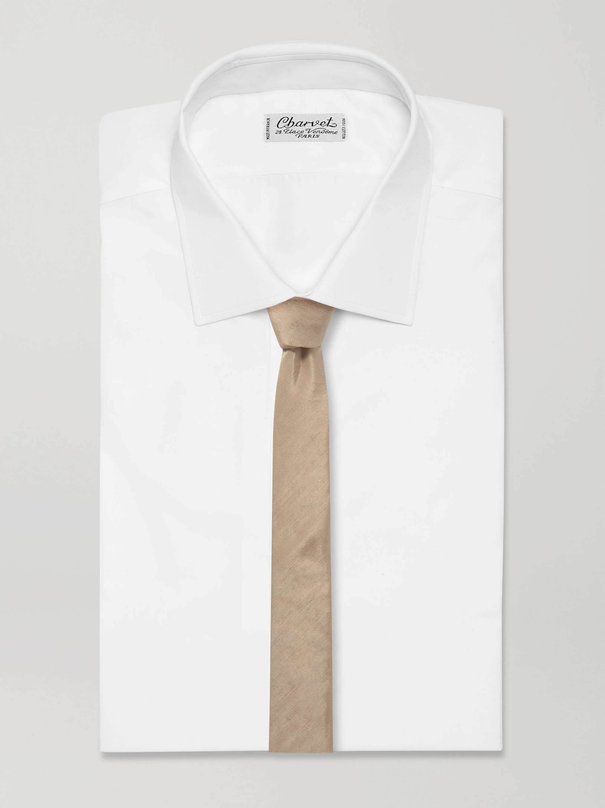 SAINT LAURENT Slub Linen and Silk-Blend Faille Tie