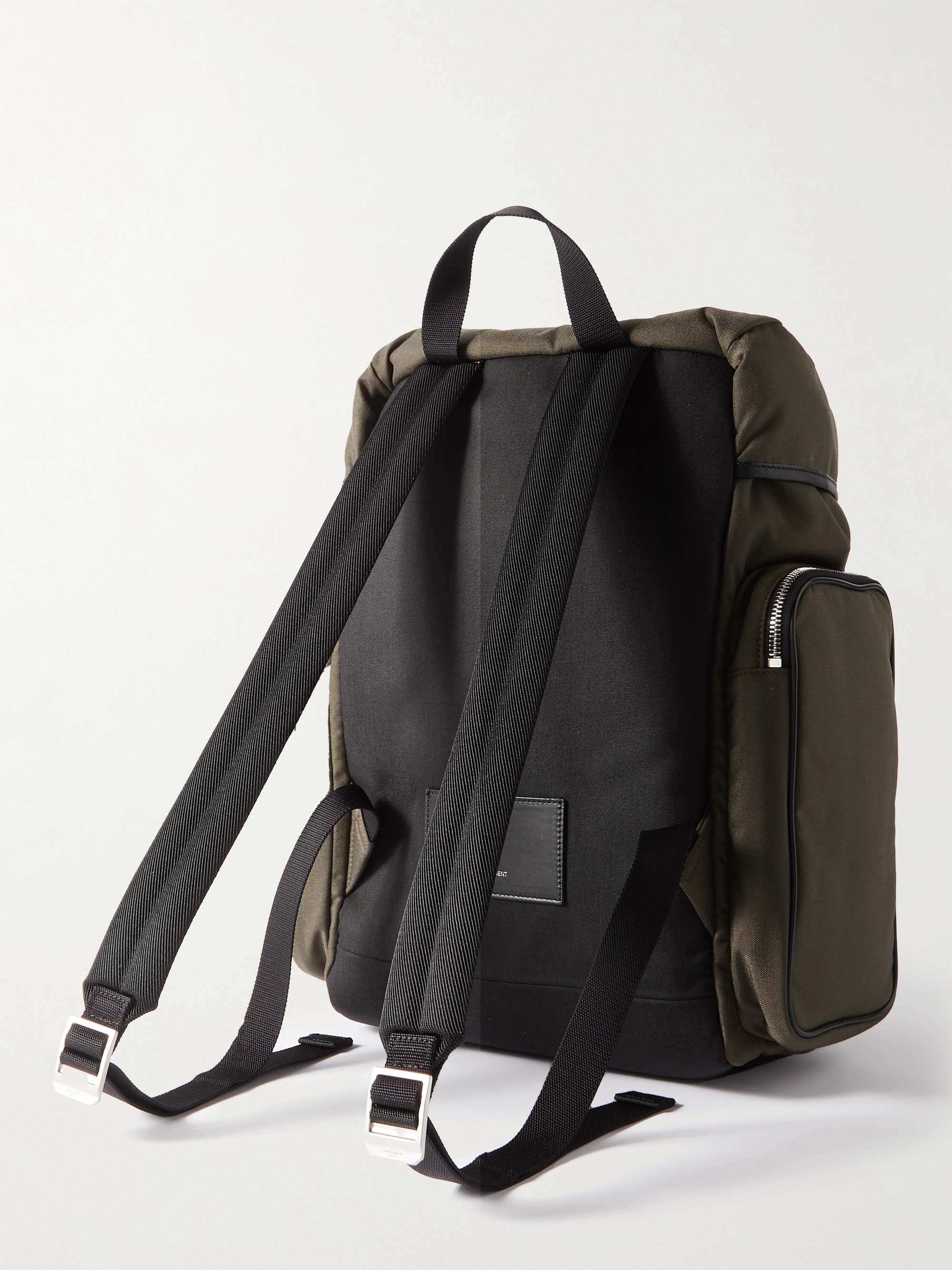 SAINT LAURENT City Leather-Trimmed Canvas Backpack for Men | MR PORTER