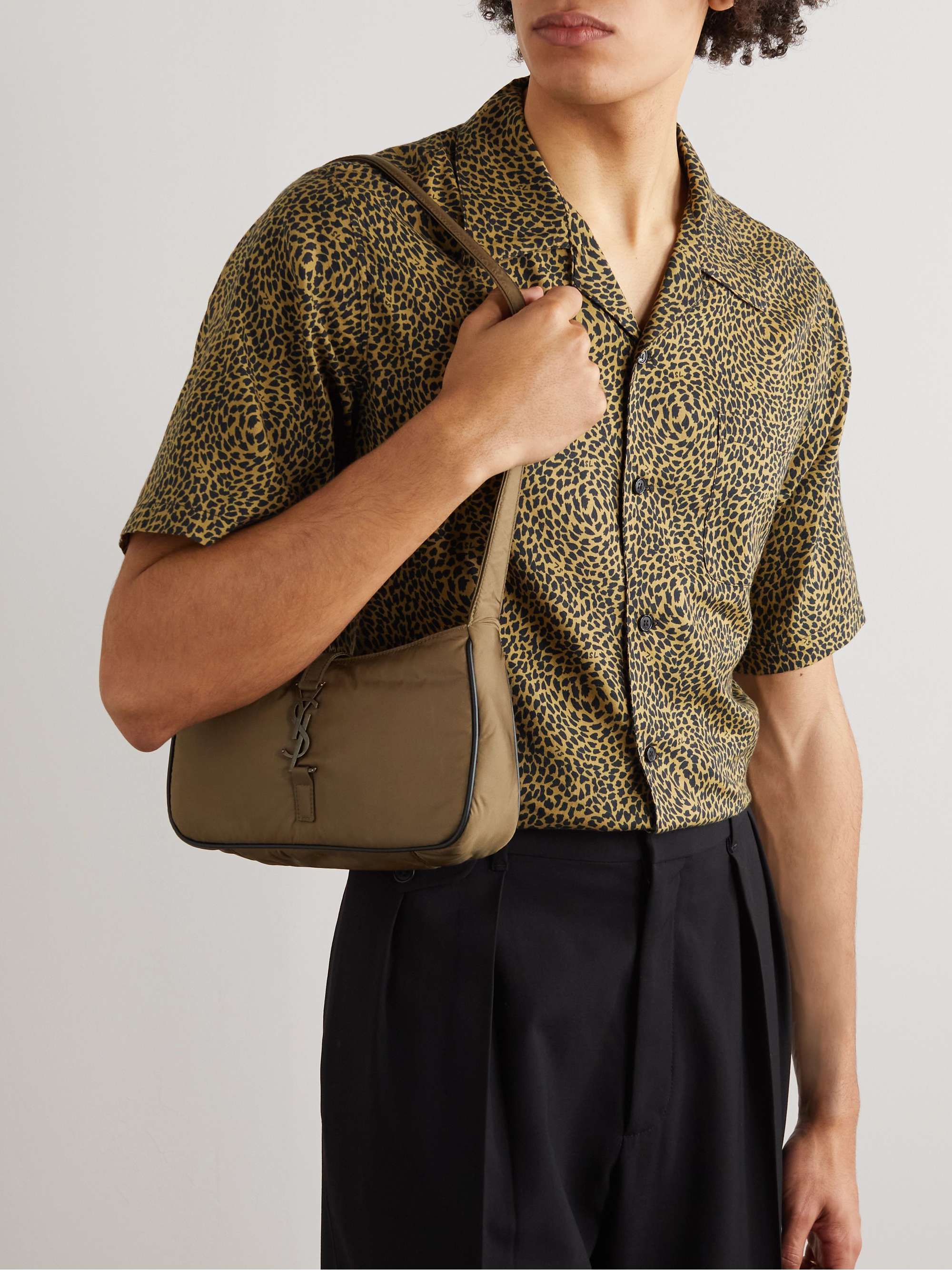 SAINT LAURENT Le 5 à 7 Leather-Trimmed Shell Messenger Bag