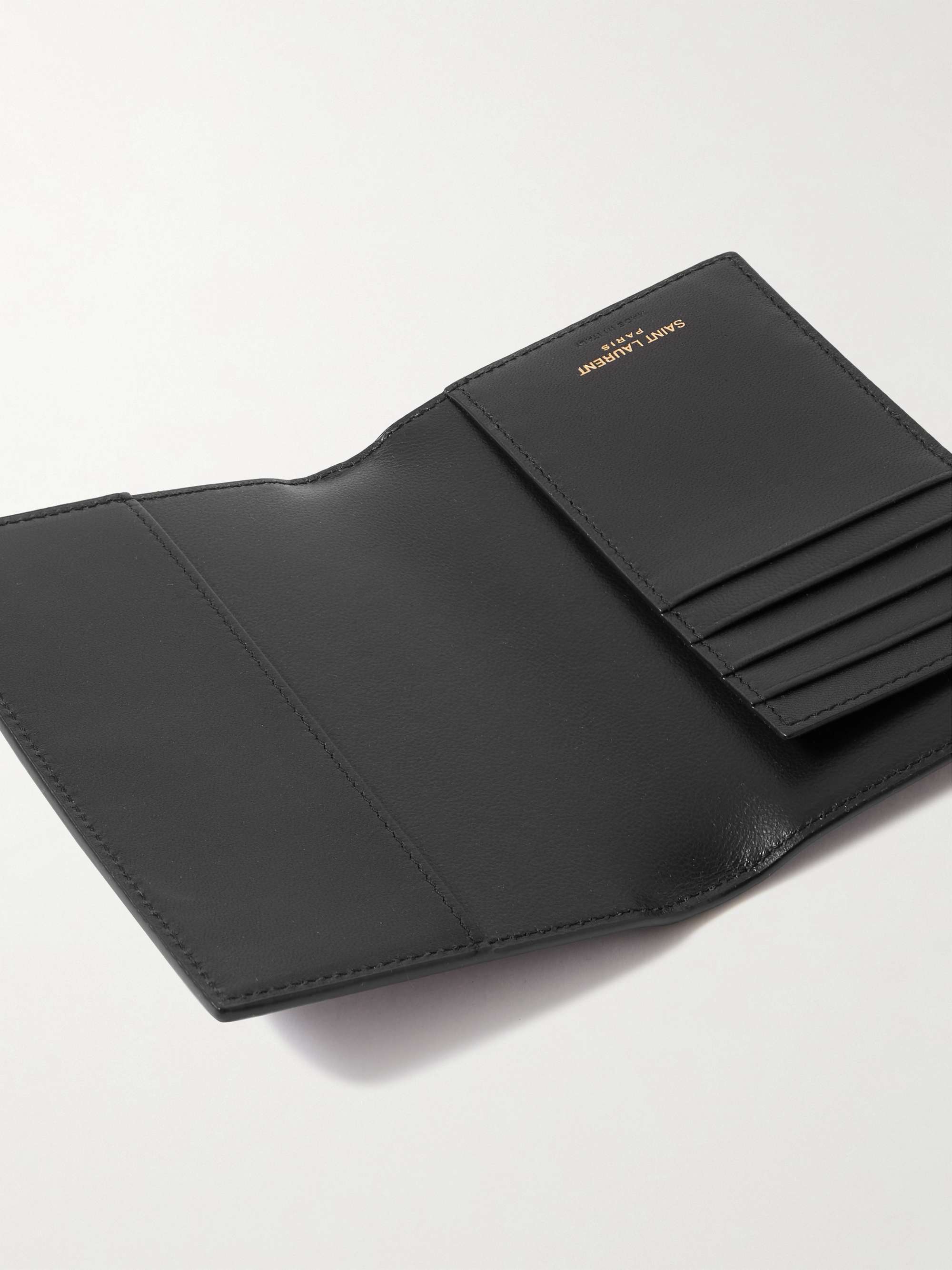 Saint Laurent - Men - Cassandre Logo-Appliquéd Croc-effect Leather Passport Cover Black