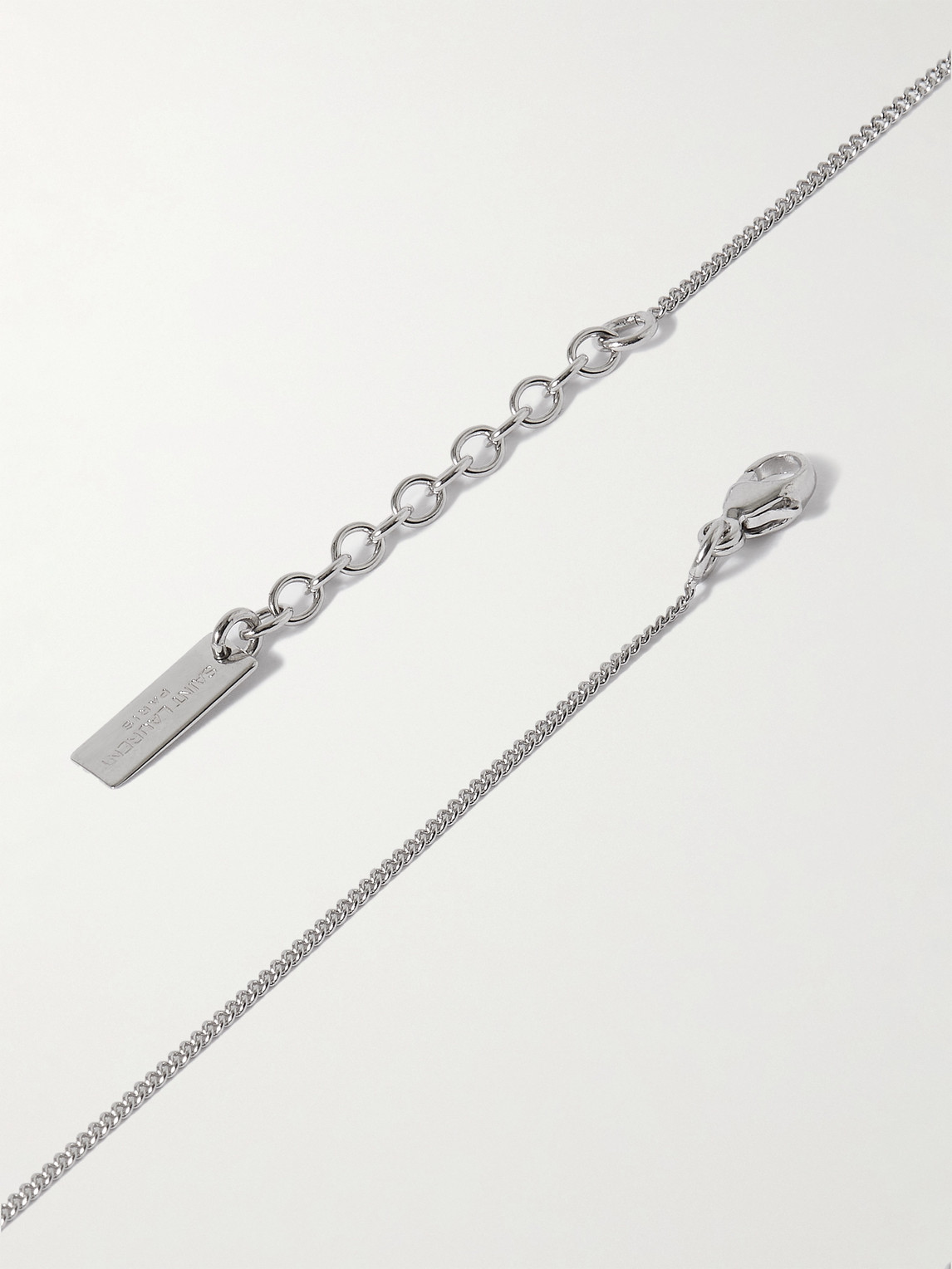 Shop Saint Laurent Silver-tone Enamel Necklace