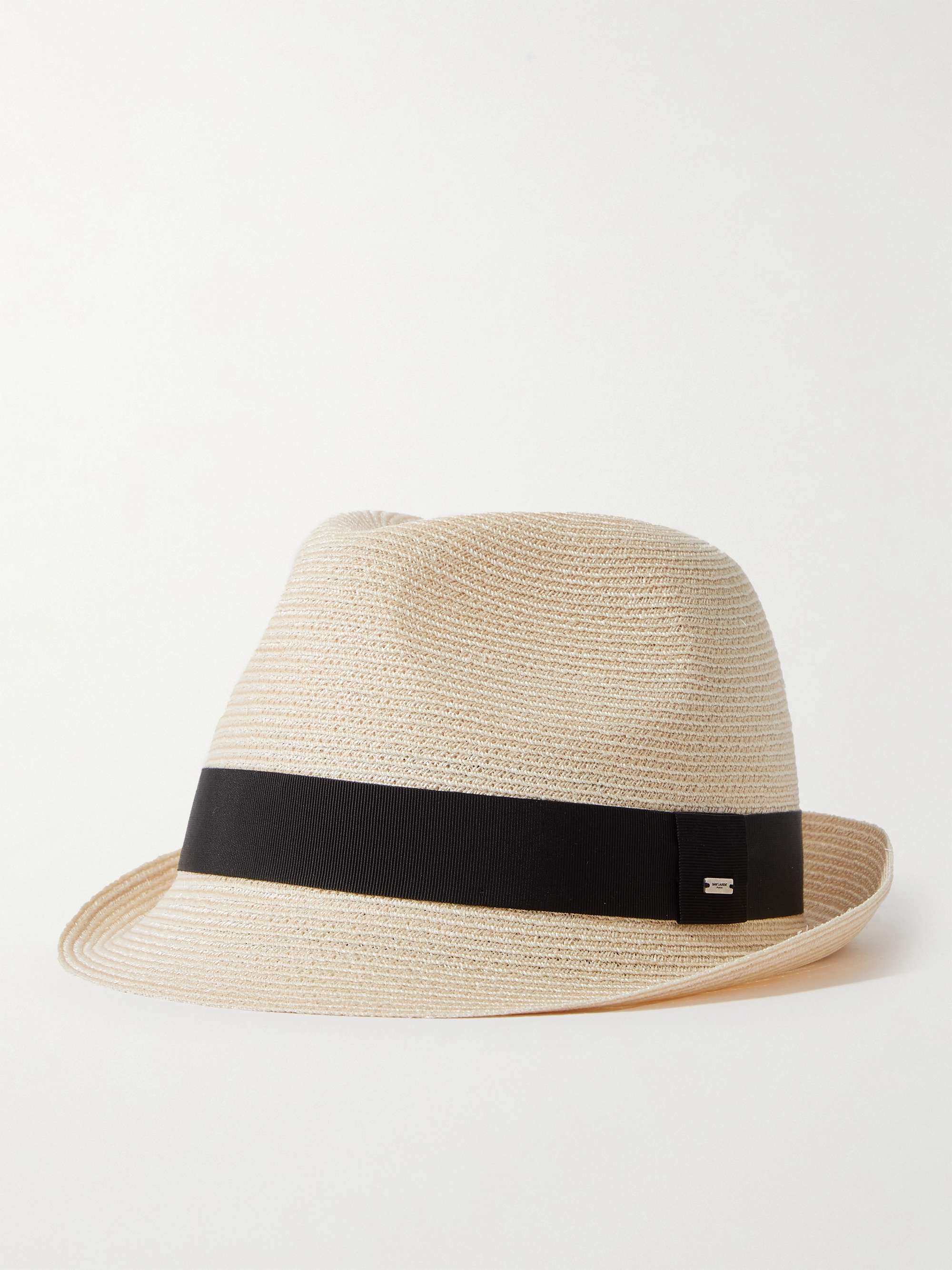 Saint Laurent - Men - Grosgrain-trimmed Hemp Fedora Neutrals - 58