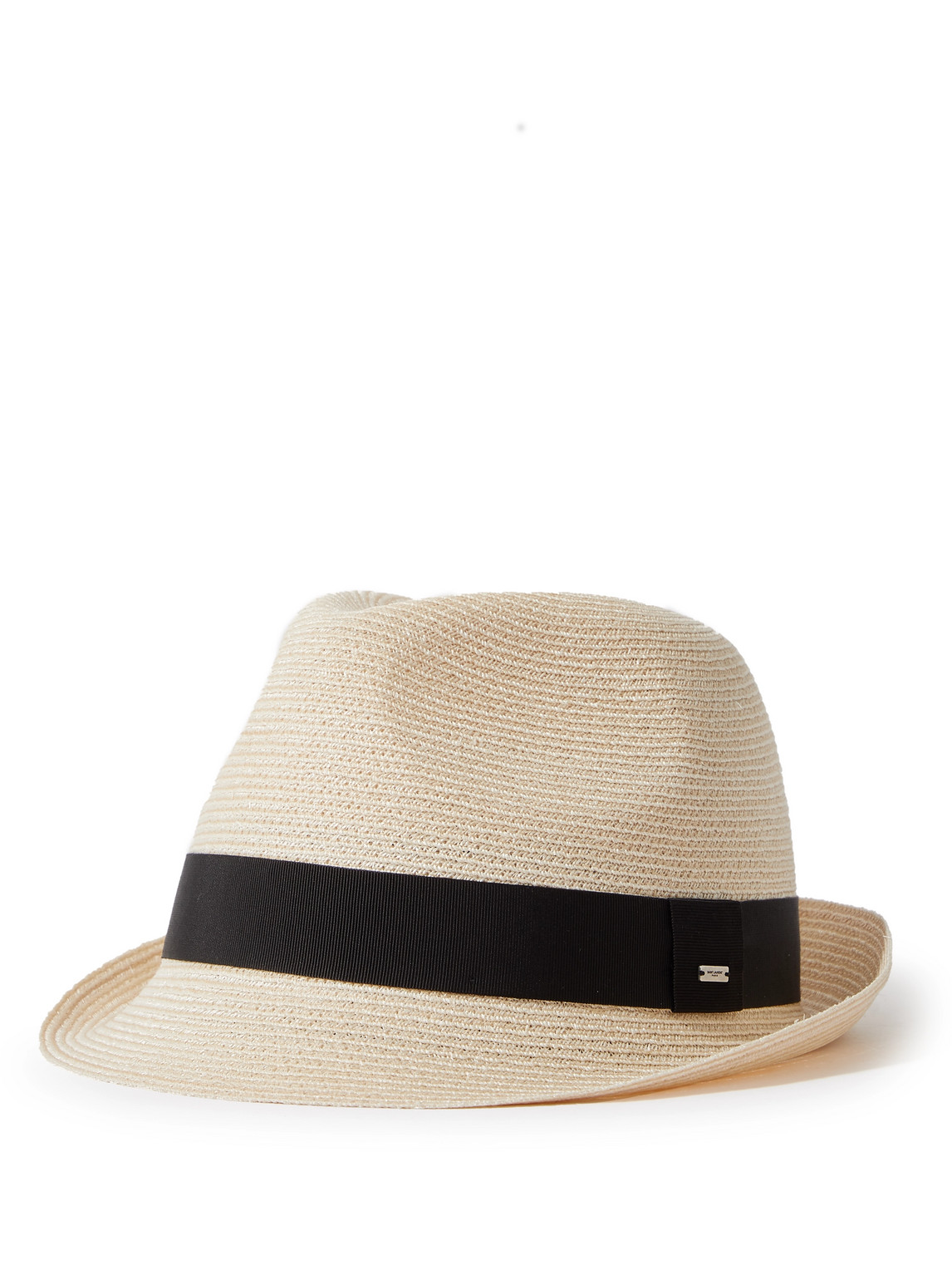 Shop Saint Laurent Grosgrain-trimmed Hemp Fedora In Neutrals