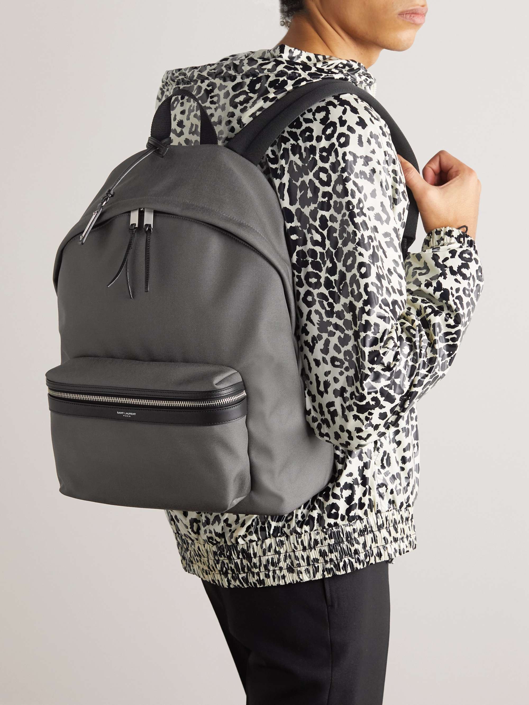 Saint Laurent City Backpack in Nylon Canvas and Leather