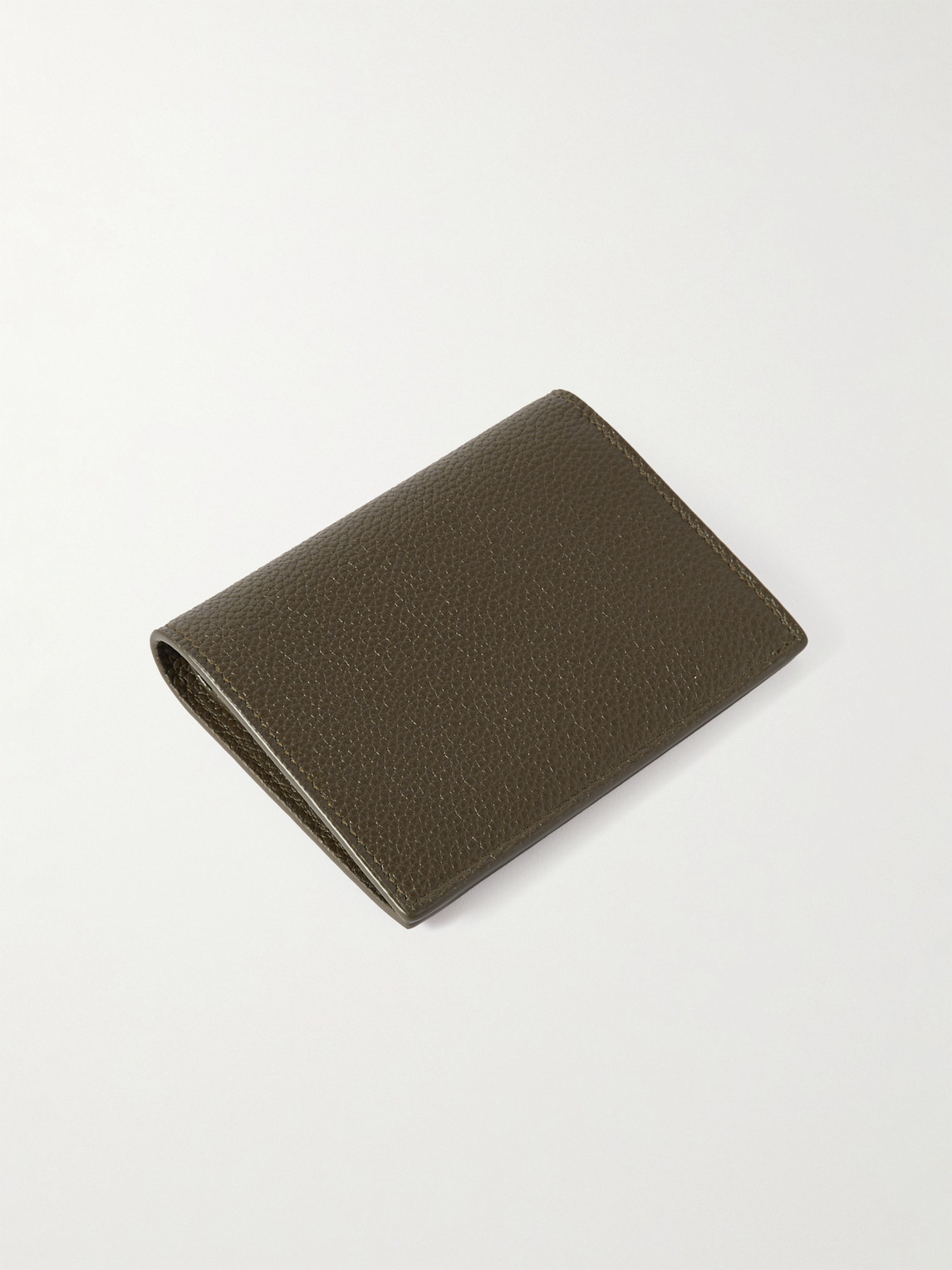 Shop Saint Laurent Logo-appliquéd Full-grain Leather Billfold Wallet In Green