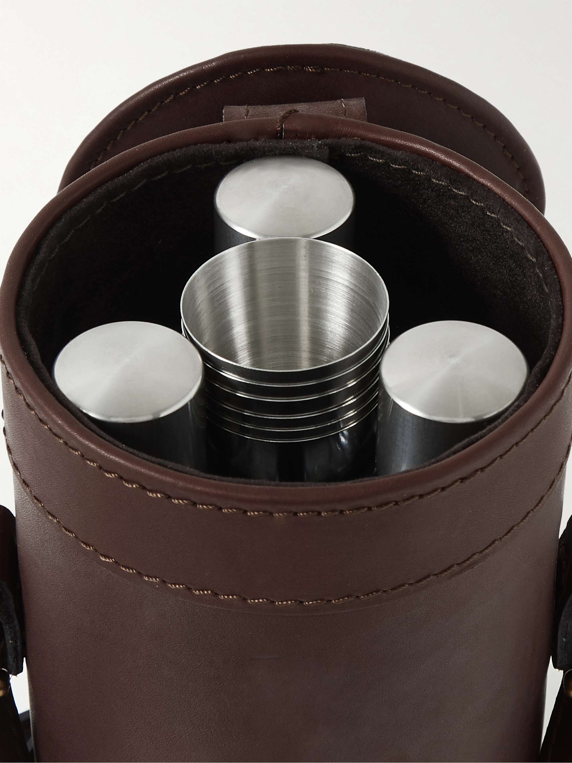 PURDEY Leather and Glass Flask Set