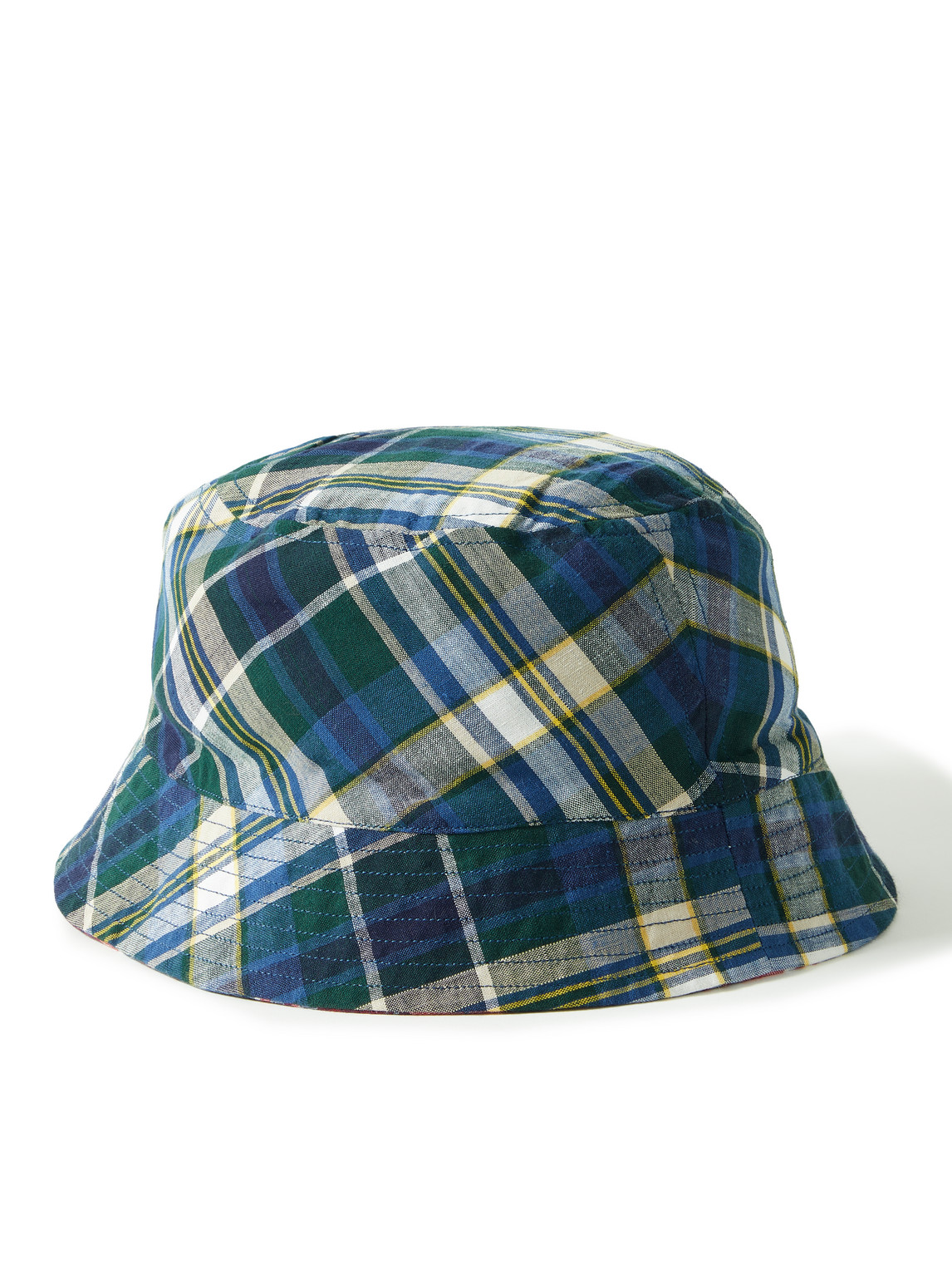 Reversible Checked Cotton Bucket Hat