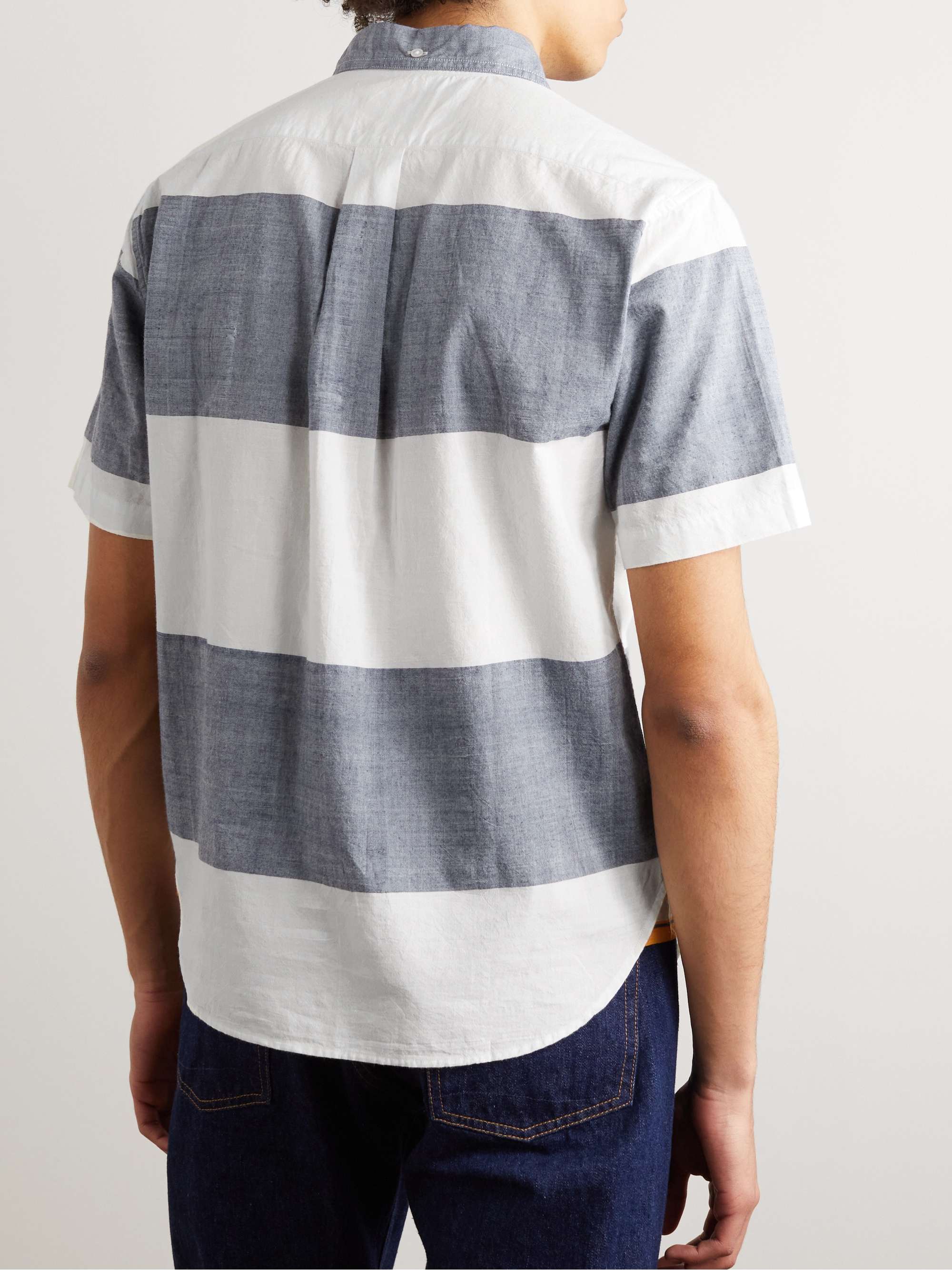 ORIGINAL MADRAS Button-Down Collar Striped Cotton-Madras Shirt