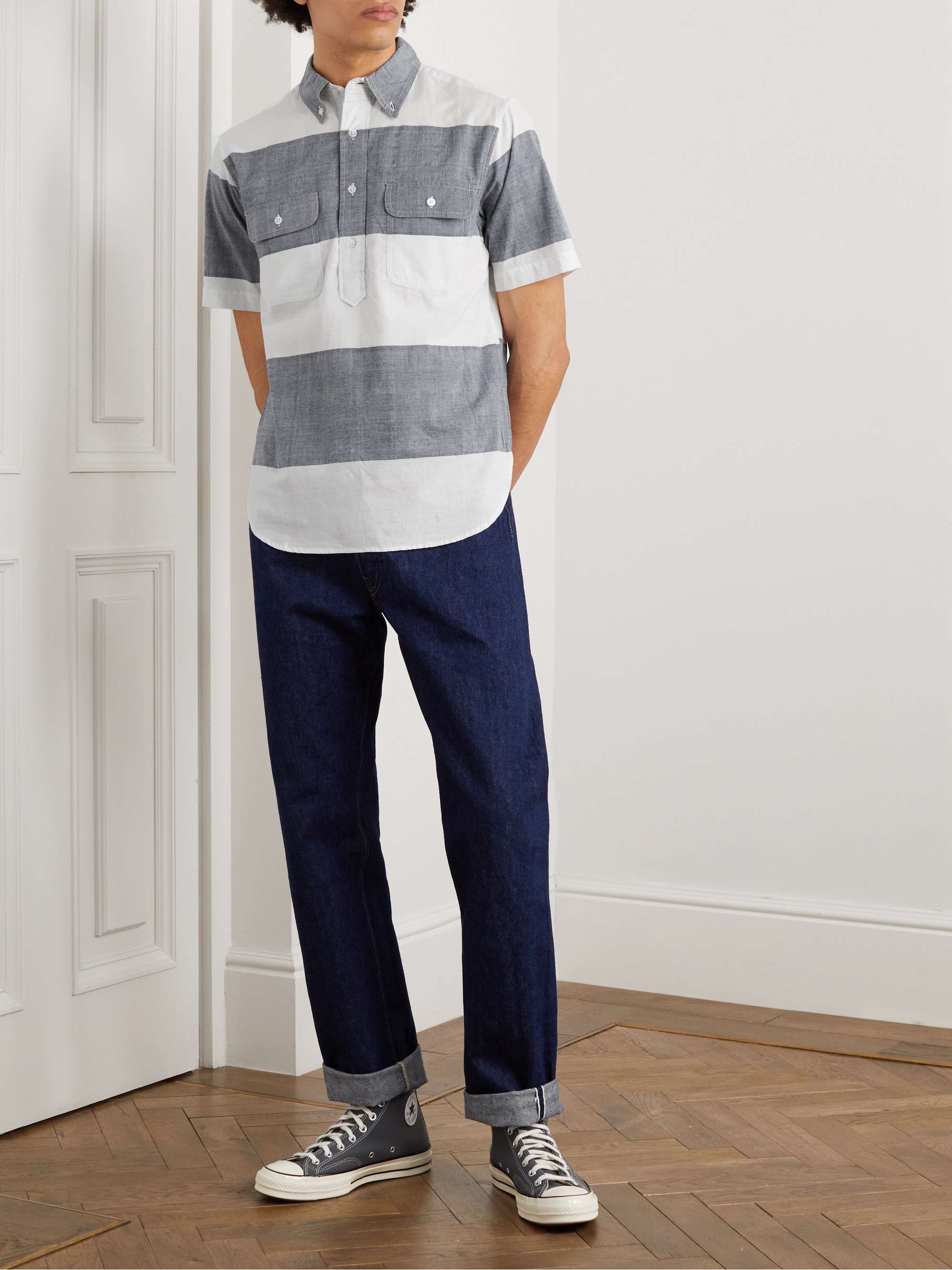 ORIGINAL MADRAS Button-Down Collar Striped Cotton-Madras Shirt