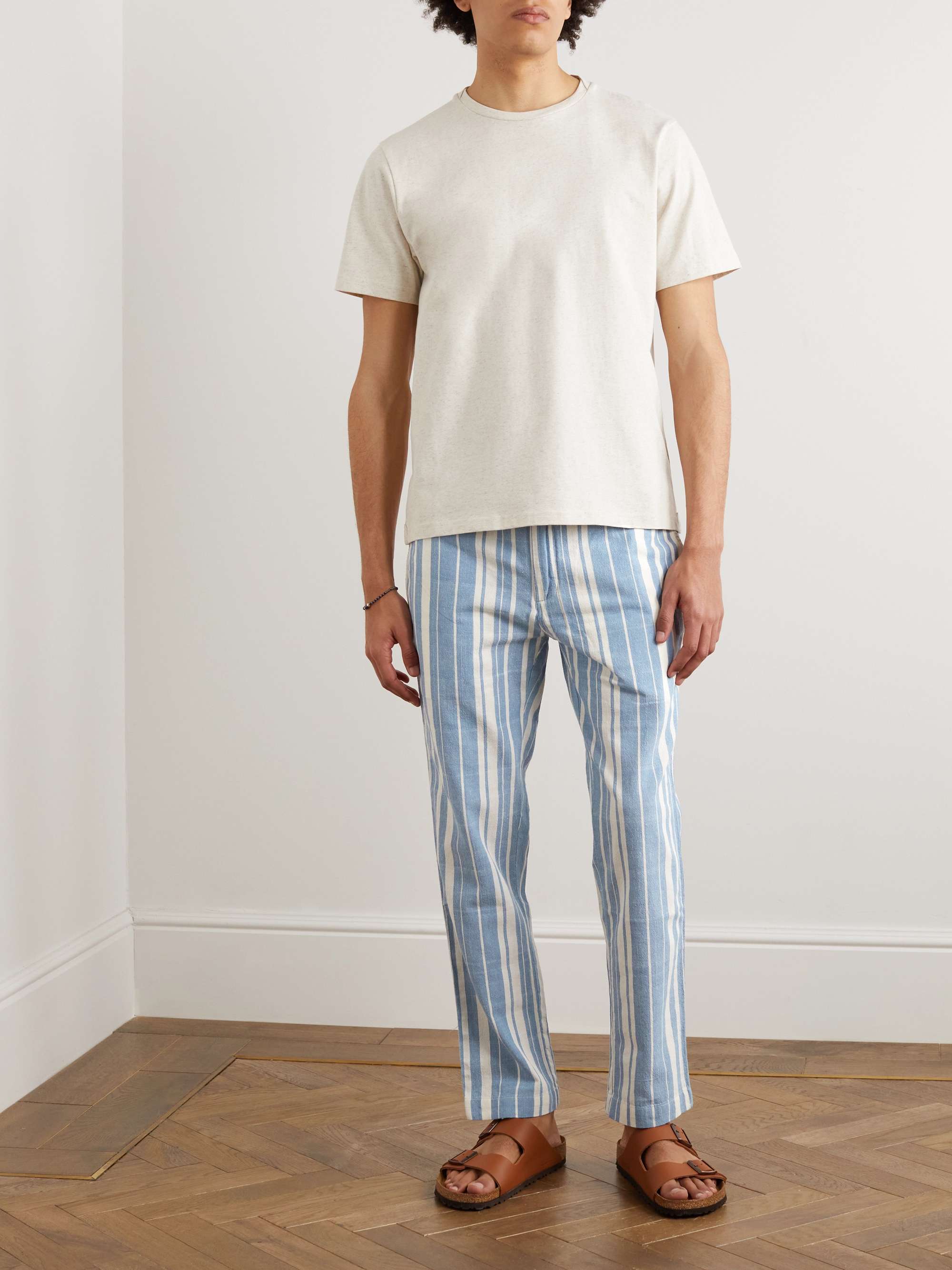 ORIGINAL MADRAS Straight-Leg Striped Cotton Trousers for Men | MR PORTER