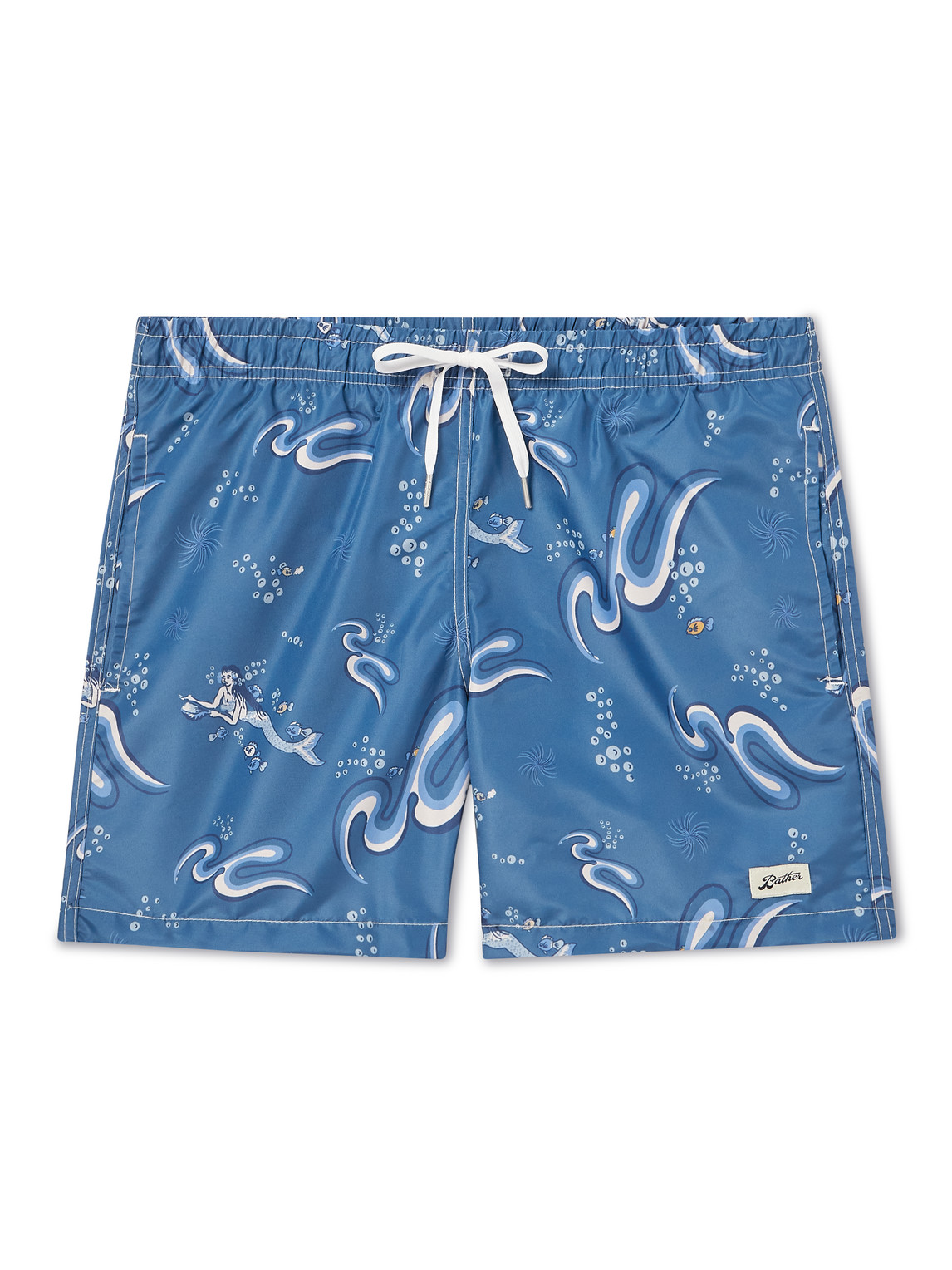 Mid-Length Printed Recycled-Shell Swim Shorts