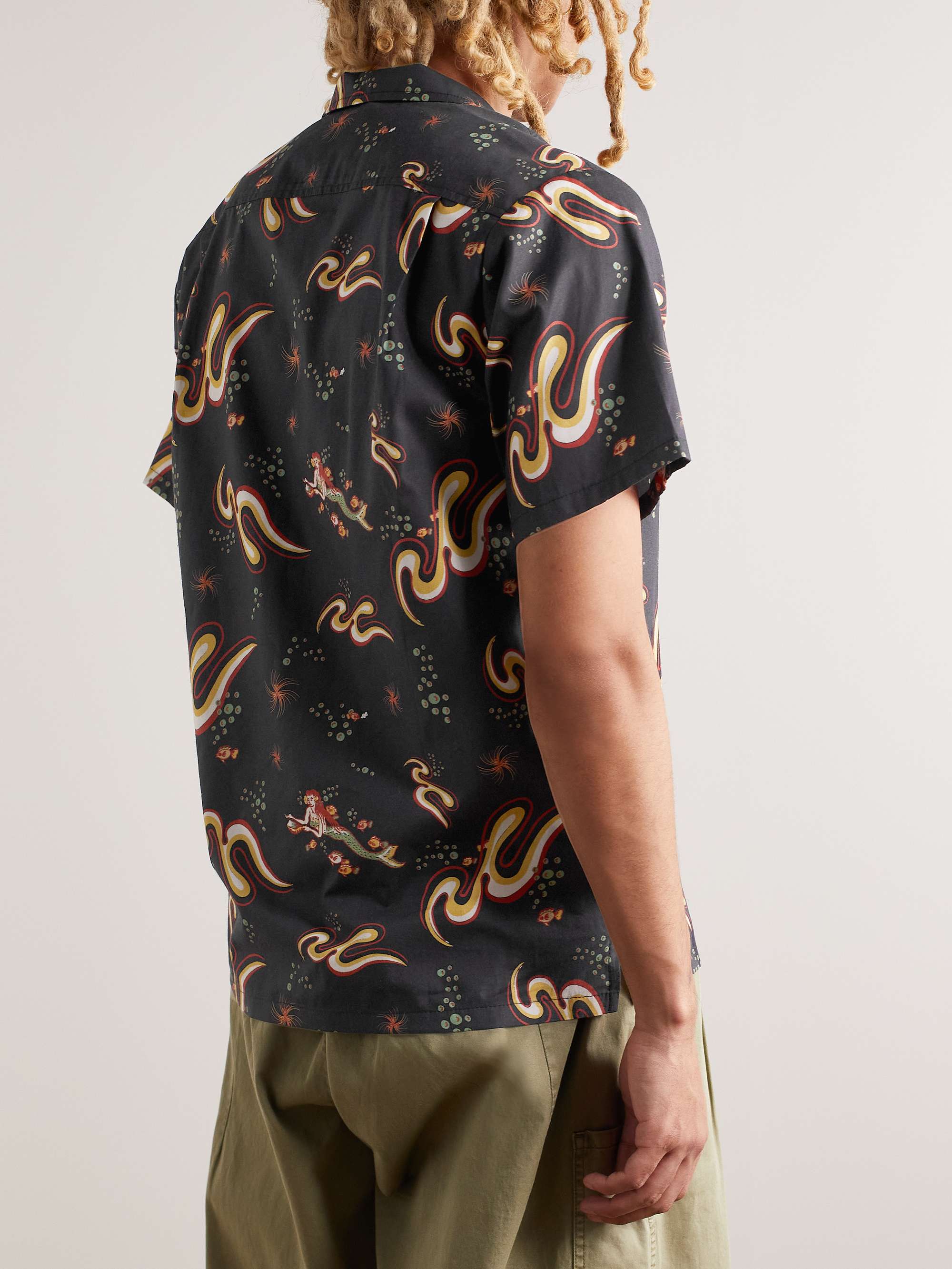 BATHER Camp-Collar Printed Cotton-Sateen Shirt