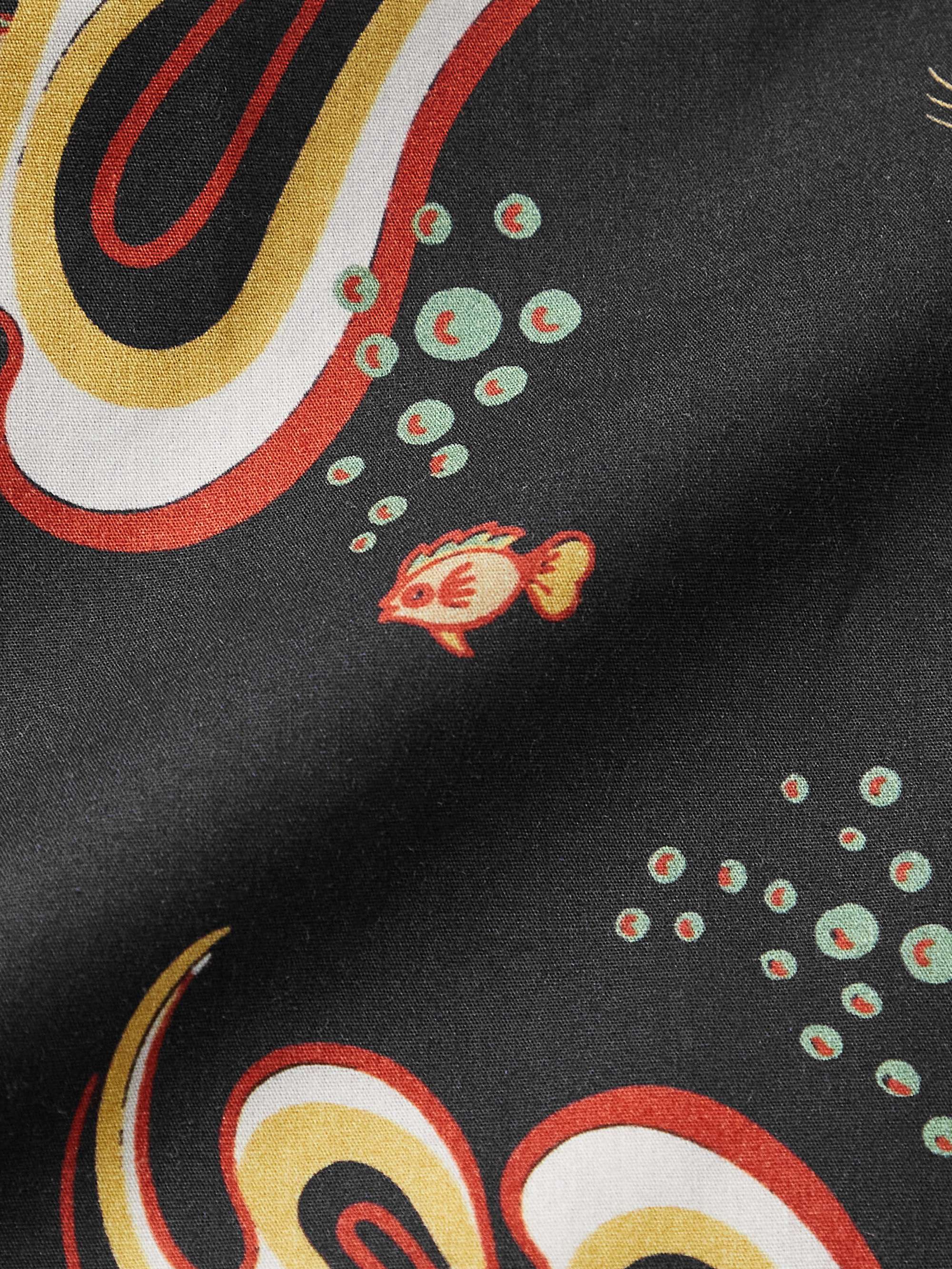 BATHER Camp-Collar Printed Cotton-Sateen Shirt