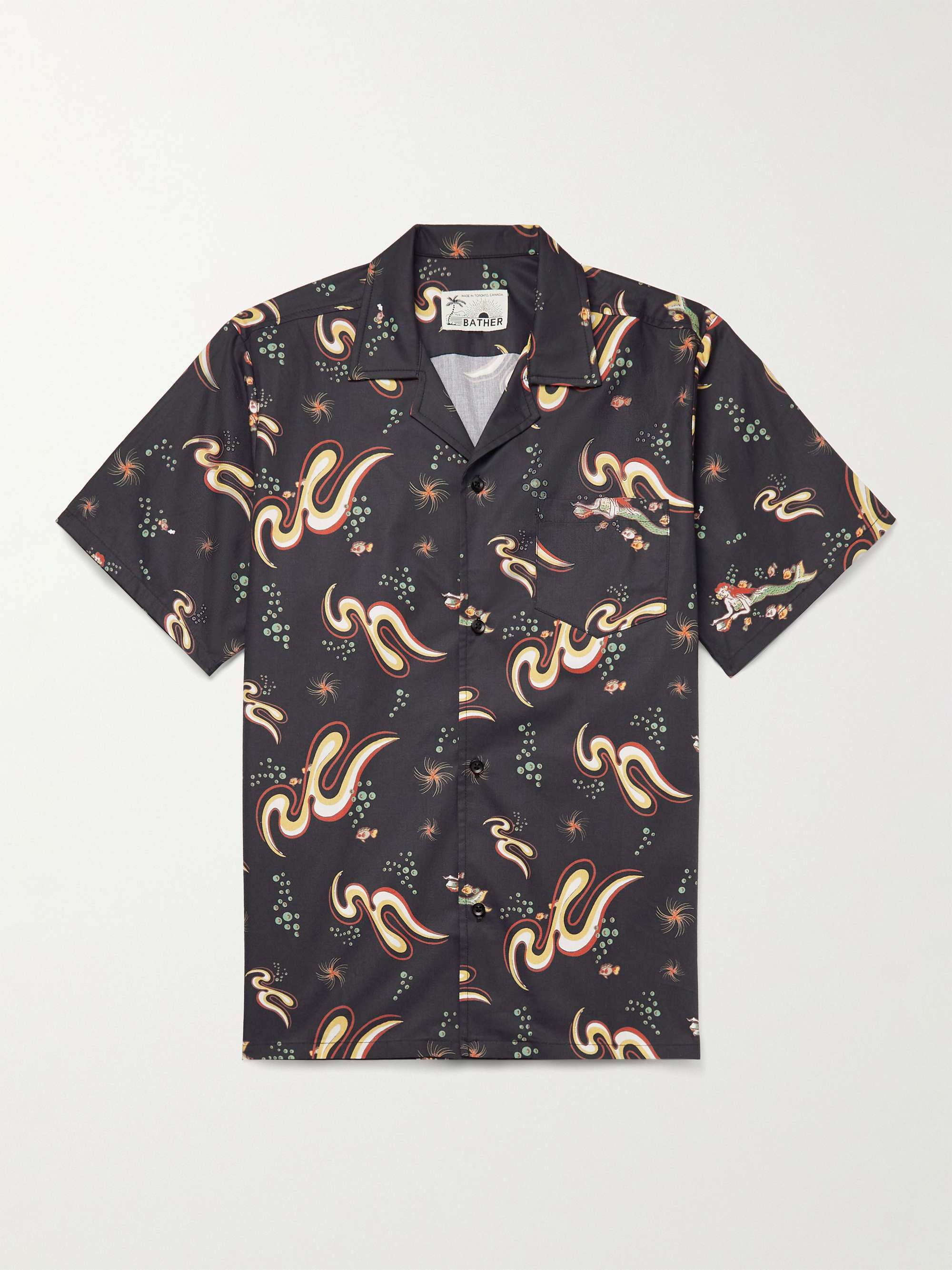 BATHER Camp-Collar Printed Cotton-Sateen Shirt for Men | MR PORTER