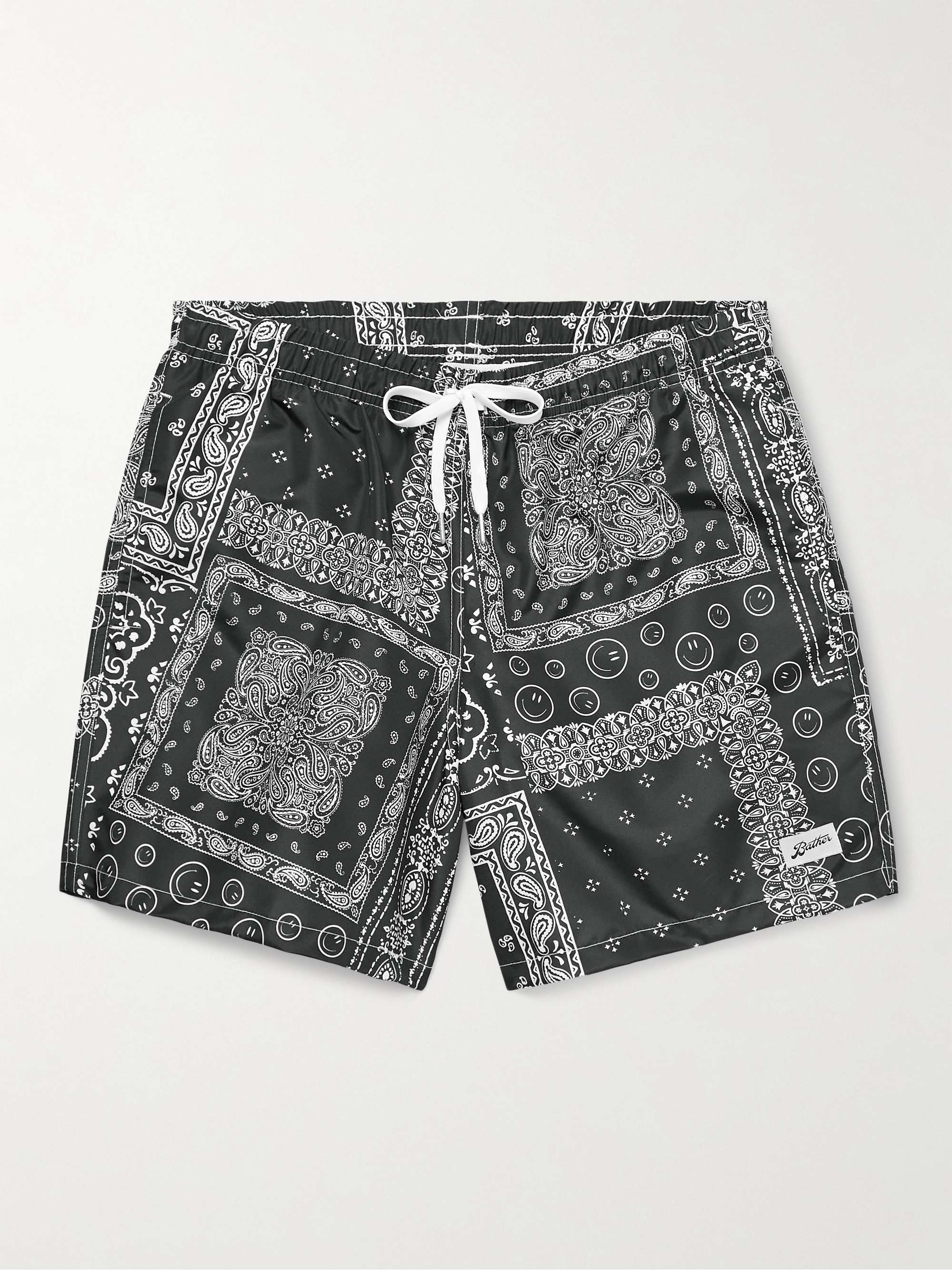 BATHER Straight-Leg Mid-Length Bandana-Print Recycled Swim Shorts for Men